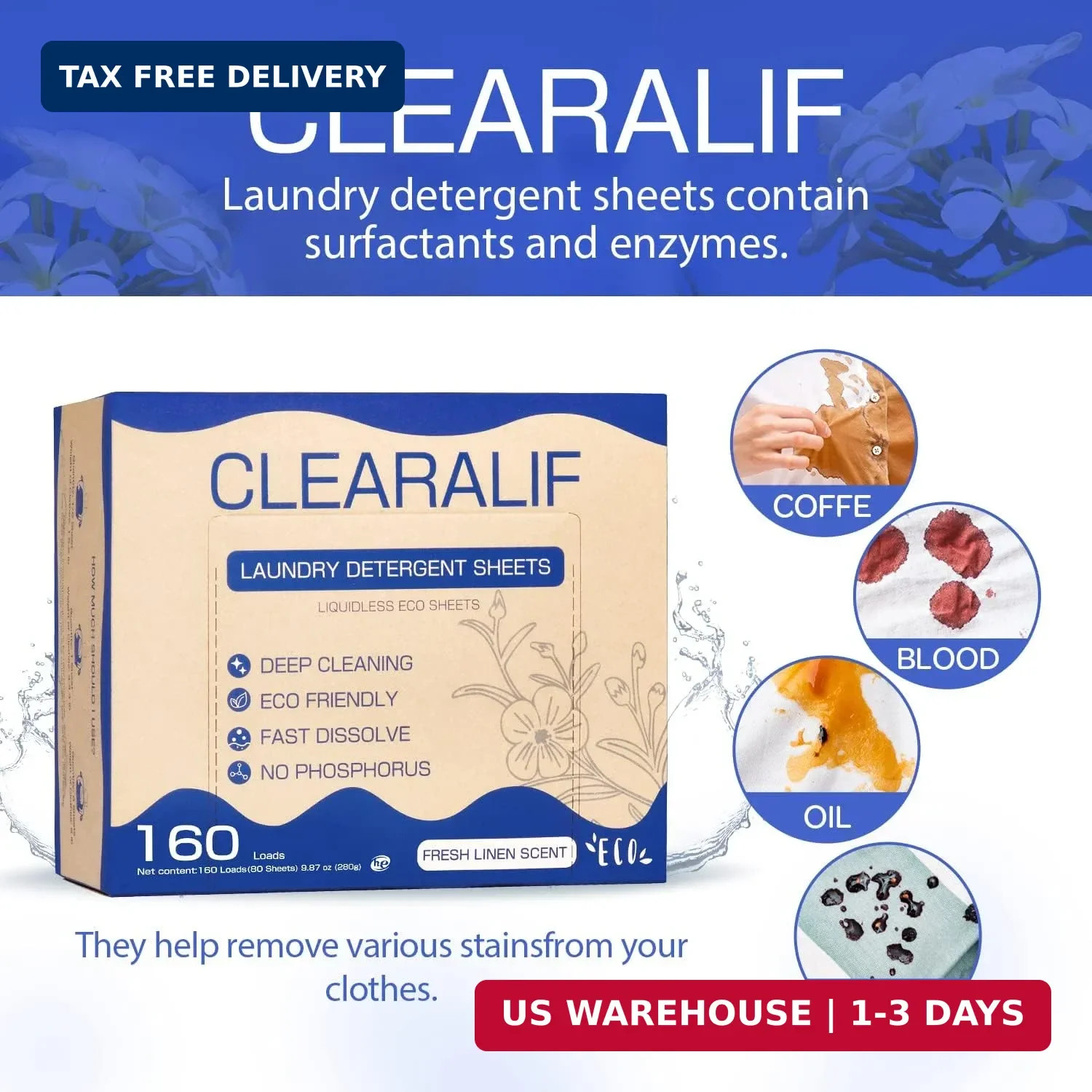 Laundry Detergent Sheets (480 Loads), Fresh Linen,Great For Travel,Apa
