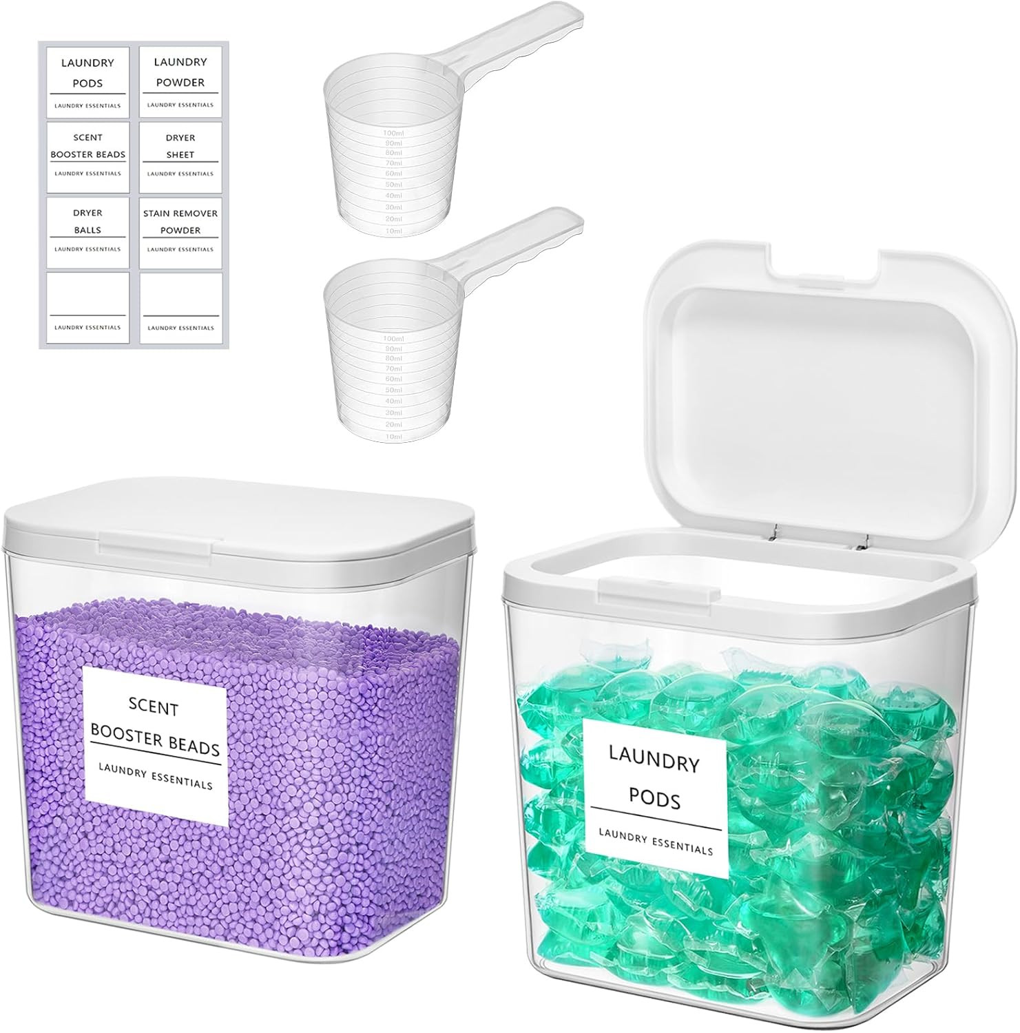 Laundry Pods Container with Pop-Up Lid, Laundry Room Organization, Dryer Sheet H