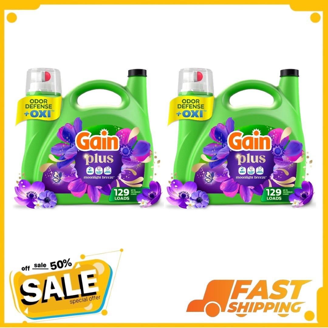 Gain Plus Laundry Detergent Liquid, Moonlight Breeze Scent, 170 fl oz, 256 Loads