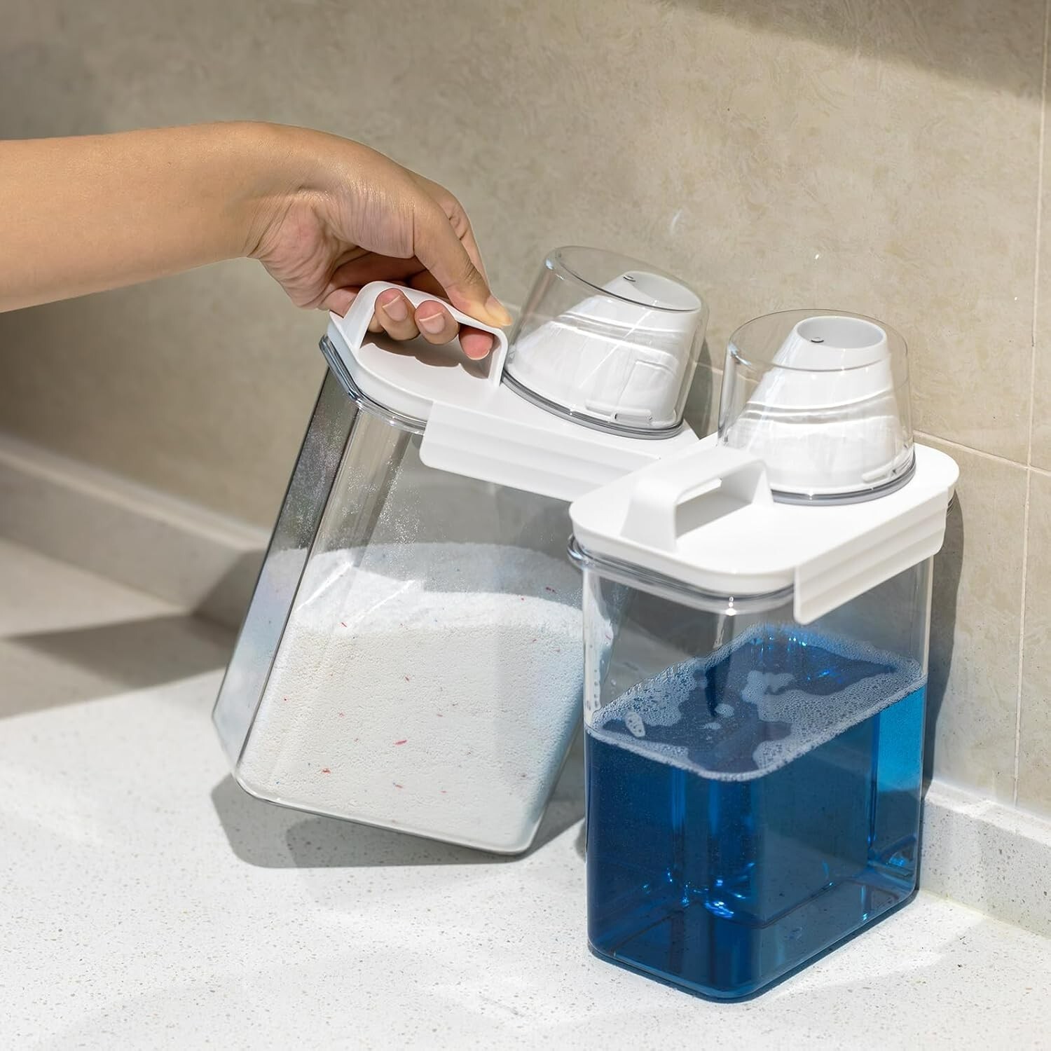 Laundry Detergent Dispenser-2 Pack, 61 Oz Detergent Dispenser with 4 Removable L