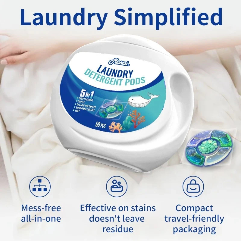 Mioszzi Laundry Bulk Pods ,Ocean Scent Eliminate Gym/Smoke Odors, 5-in-1 Formula