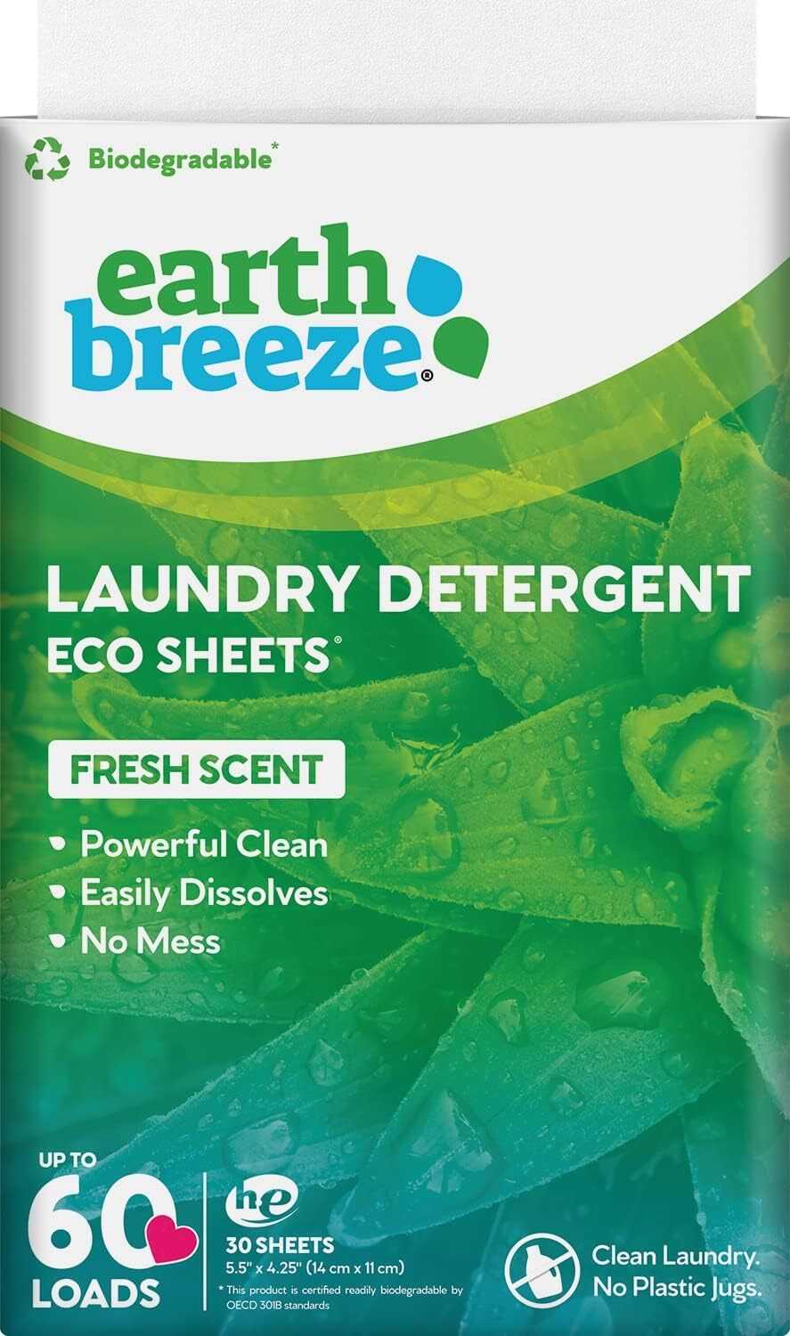 Eco-friendly Laundry Detergent Sheets 30 Count Fresh Scent Hypoallergenic