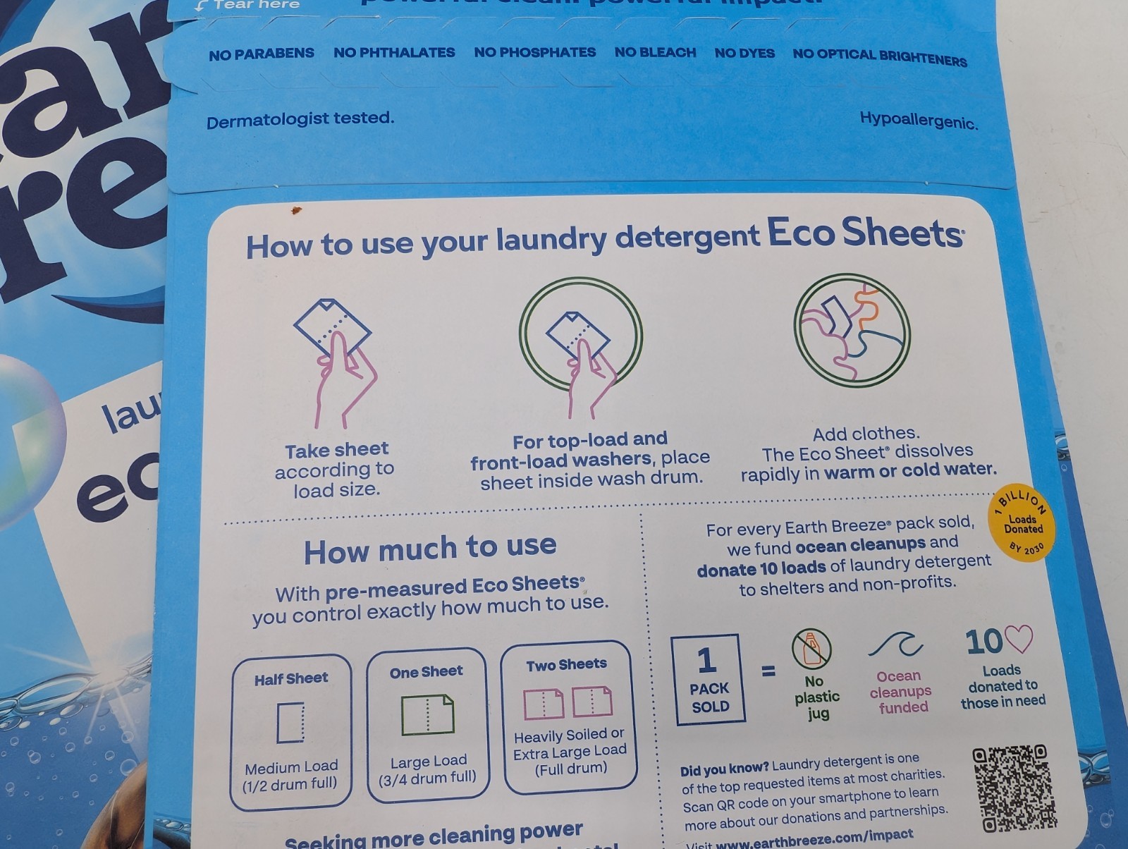 (Lot of 3) Earth Breeze Laundry Detergent Eco-Sheets 180-Loads Total Fresh Scent