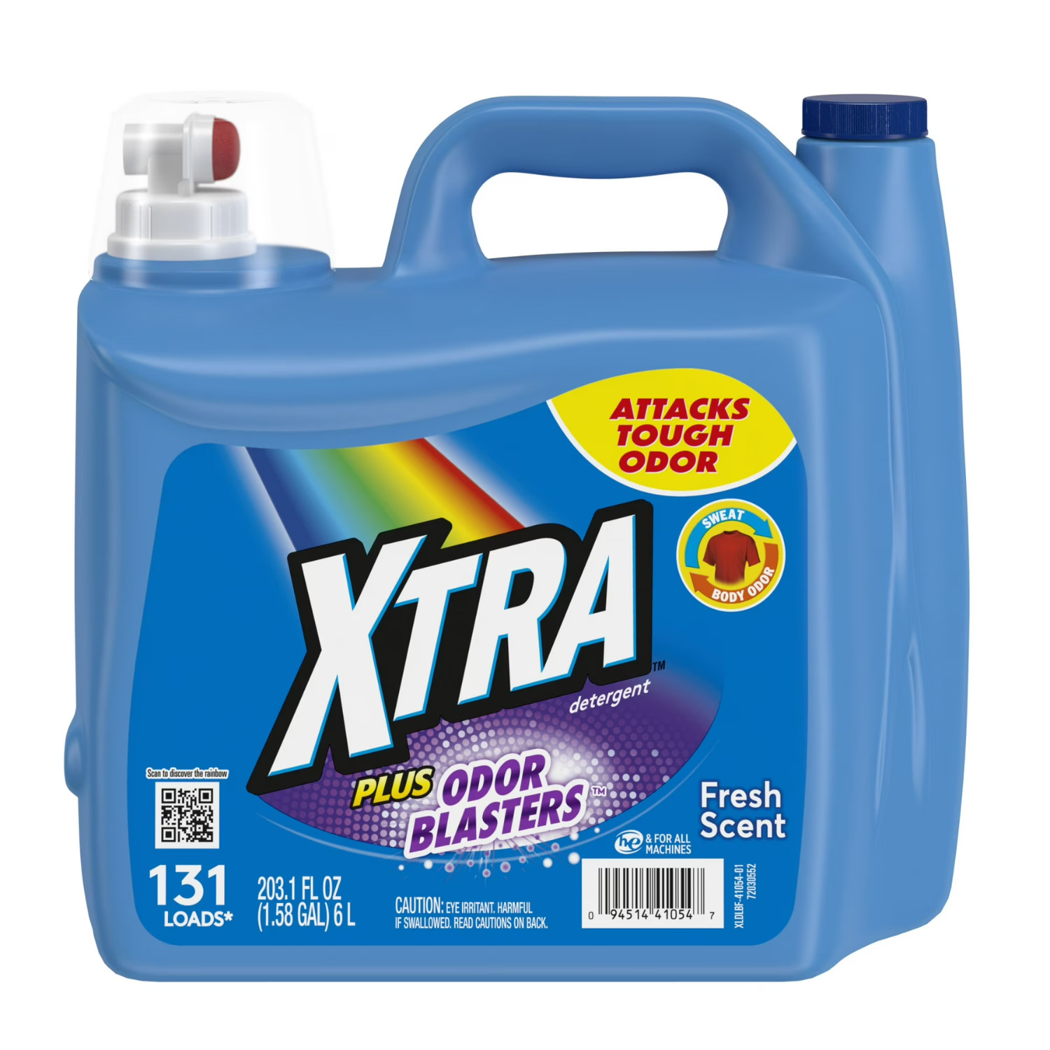 (3 Pack) XTRA Laundry Detergent Liquid Plus Odor Blasters 131 Loads, 203.1 Fl Oz