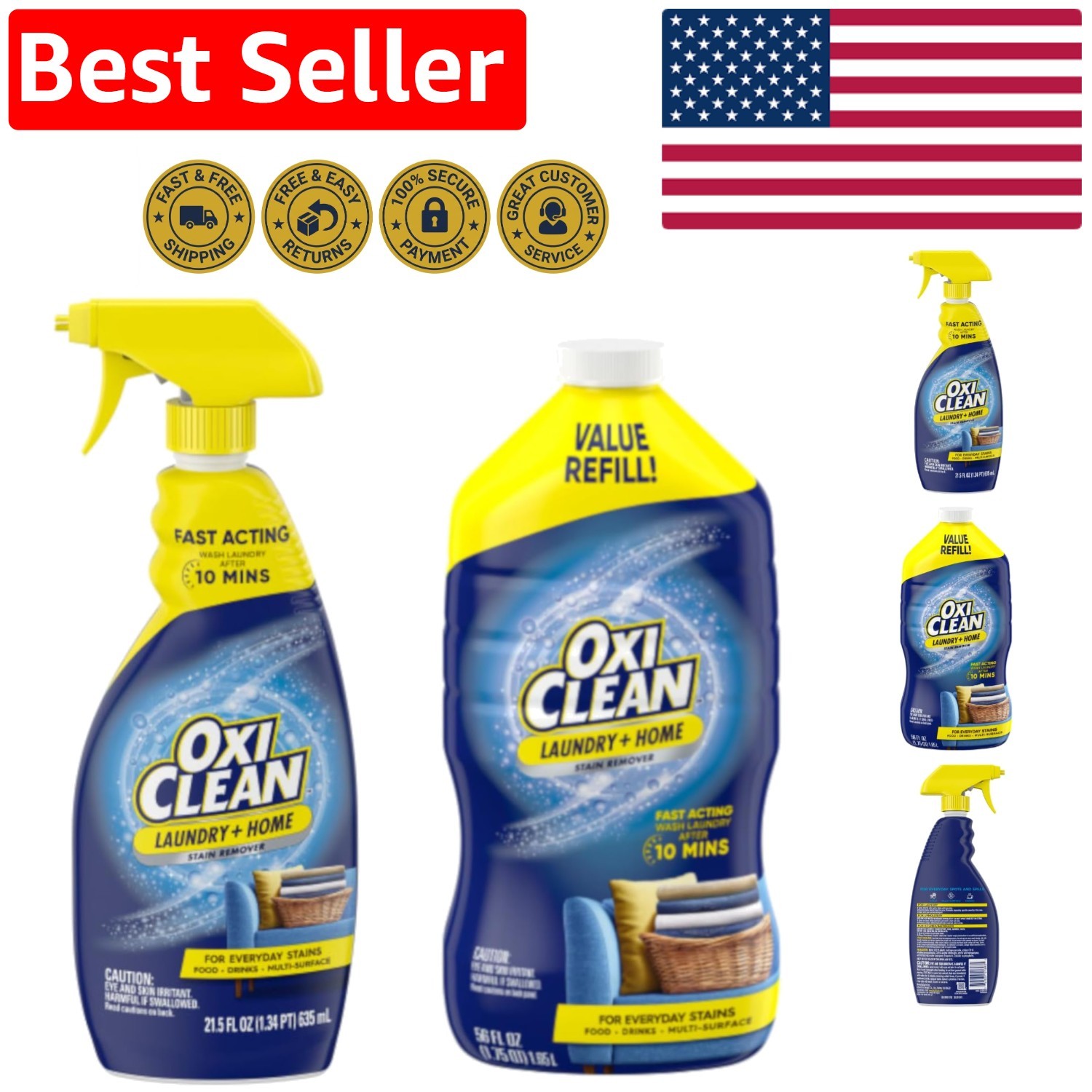 Family-Size Stain Remover Bundle: Concentrated Oxygen Formula for Tough Stains