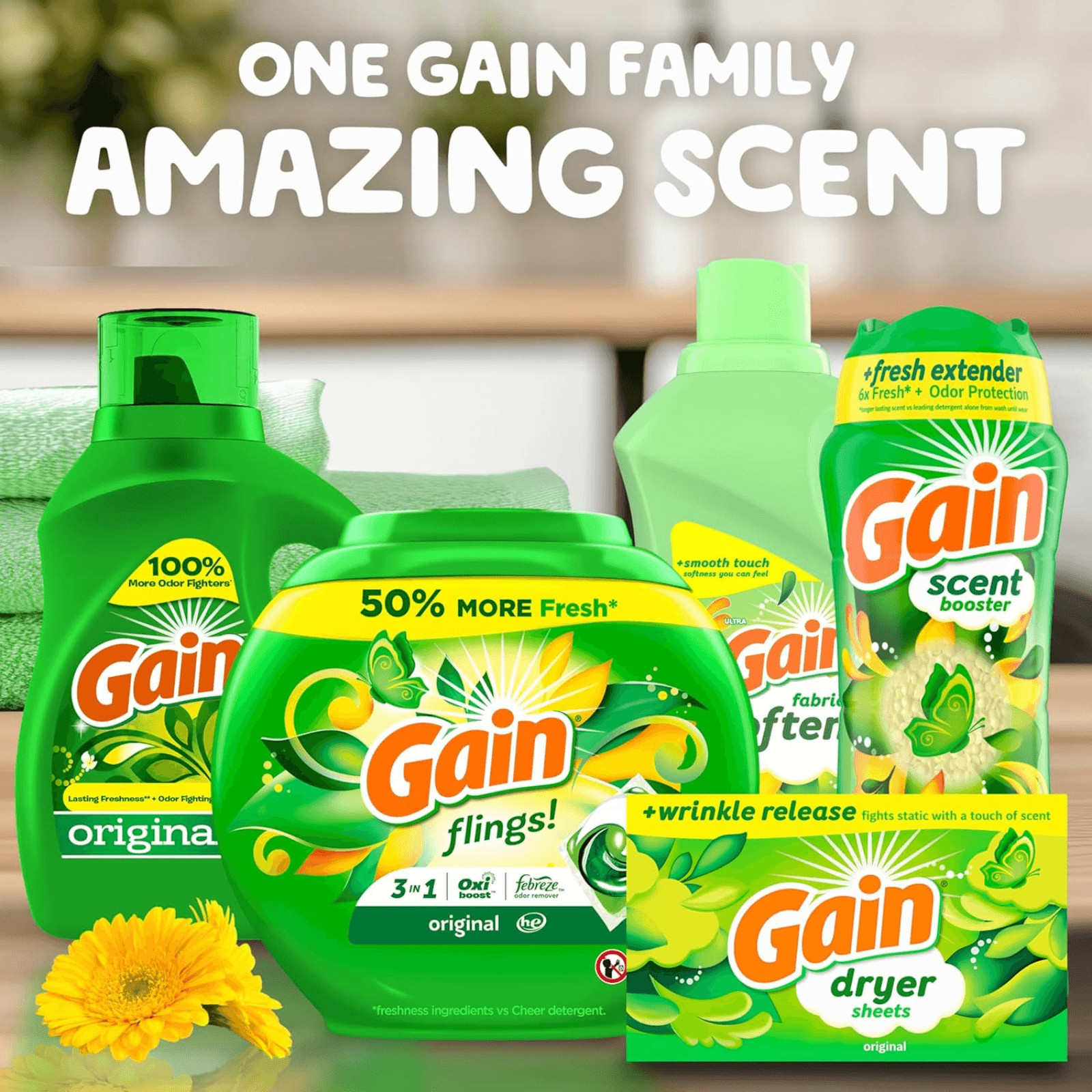 Gain Dryer Sheets Plus Wrinkle Release Original Scent 120 Count Fights Static