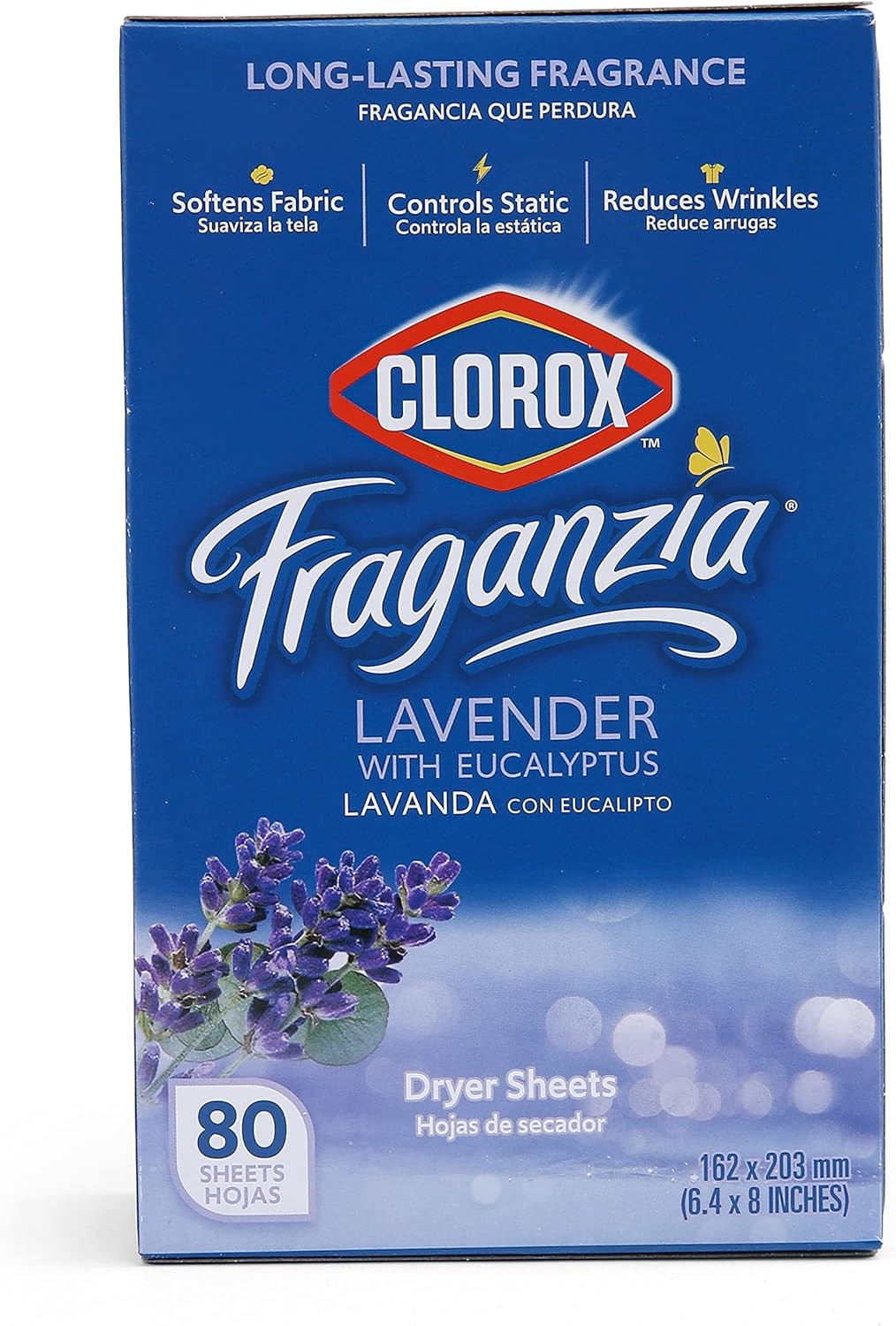Fraganzia Lavender Eucalyptus Dryer Sheets 80 Count Static Reduction Softener