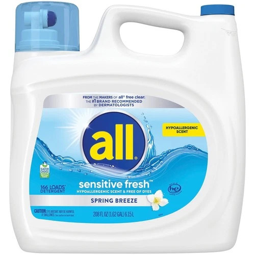 All Sensitive Fresh Liquid Laundry Detergent 208 fl oz 166 Loads Hypoallergenic