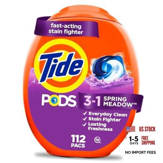 PODS laundry detergent pacs – 3-in-1 Stain 112 Count – Spring Meadow – Pack of 1