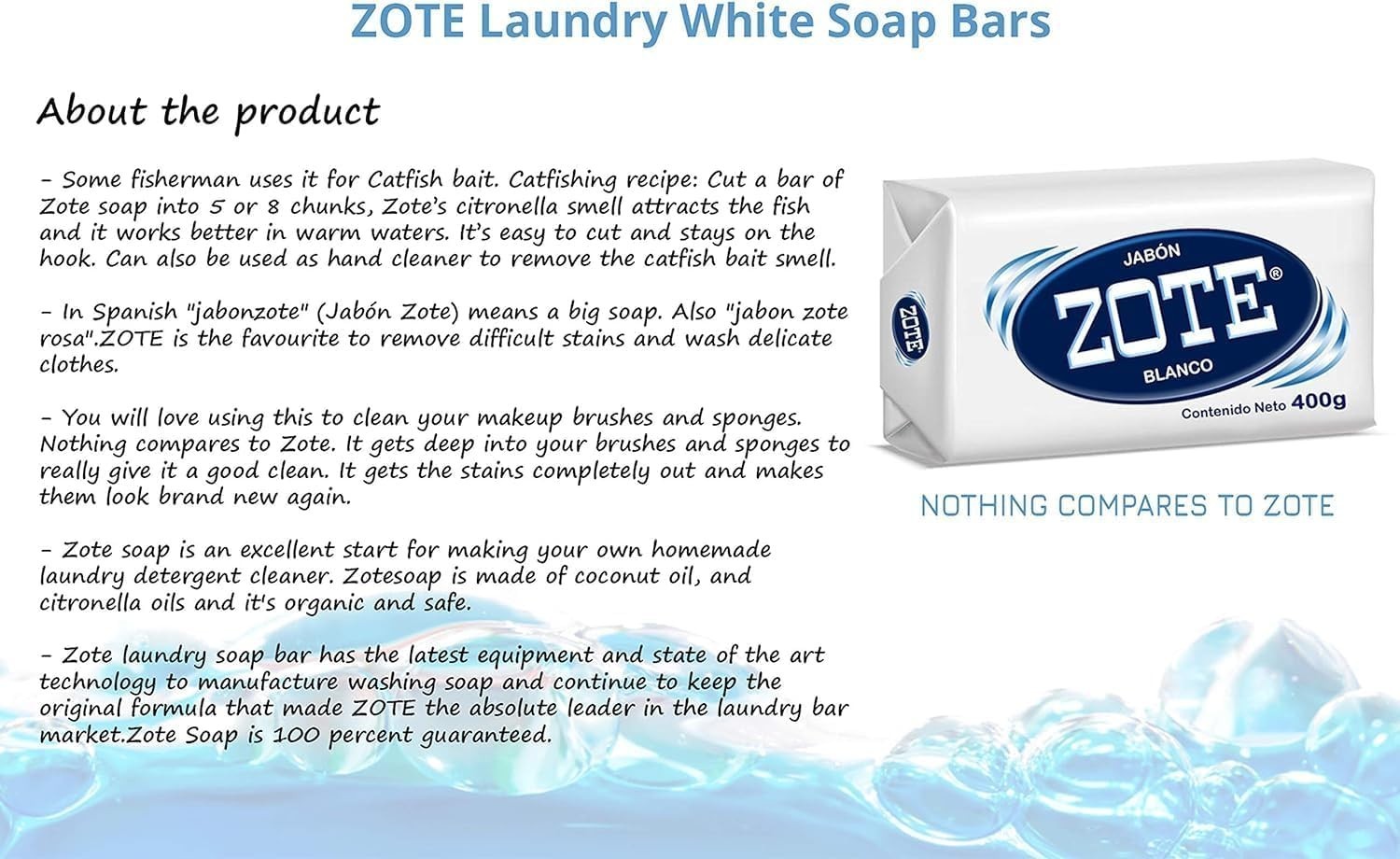 Zote White 2 Bar Laundry Soap Washing Clothes Detergent 7 oz