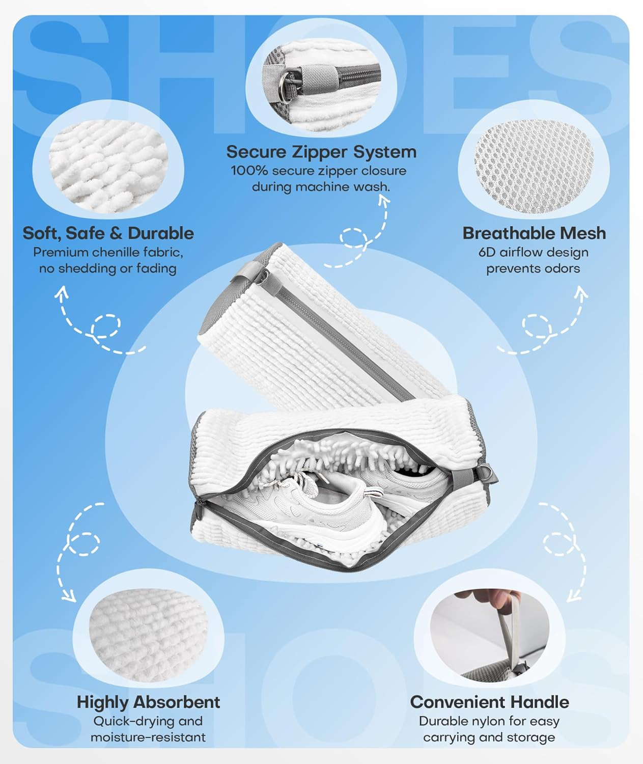 3-IN-1 Laundry & Shoe Washing Machine Bag Kit : Laundry Shoe Bag for Washer and