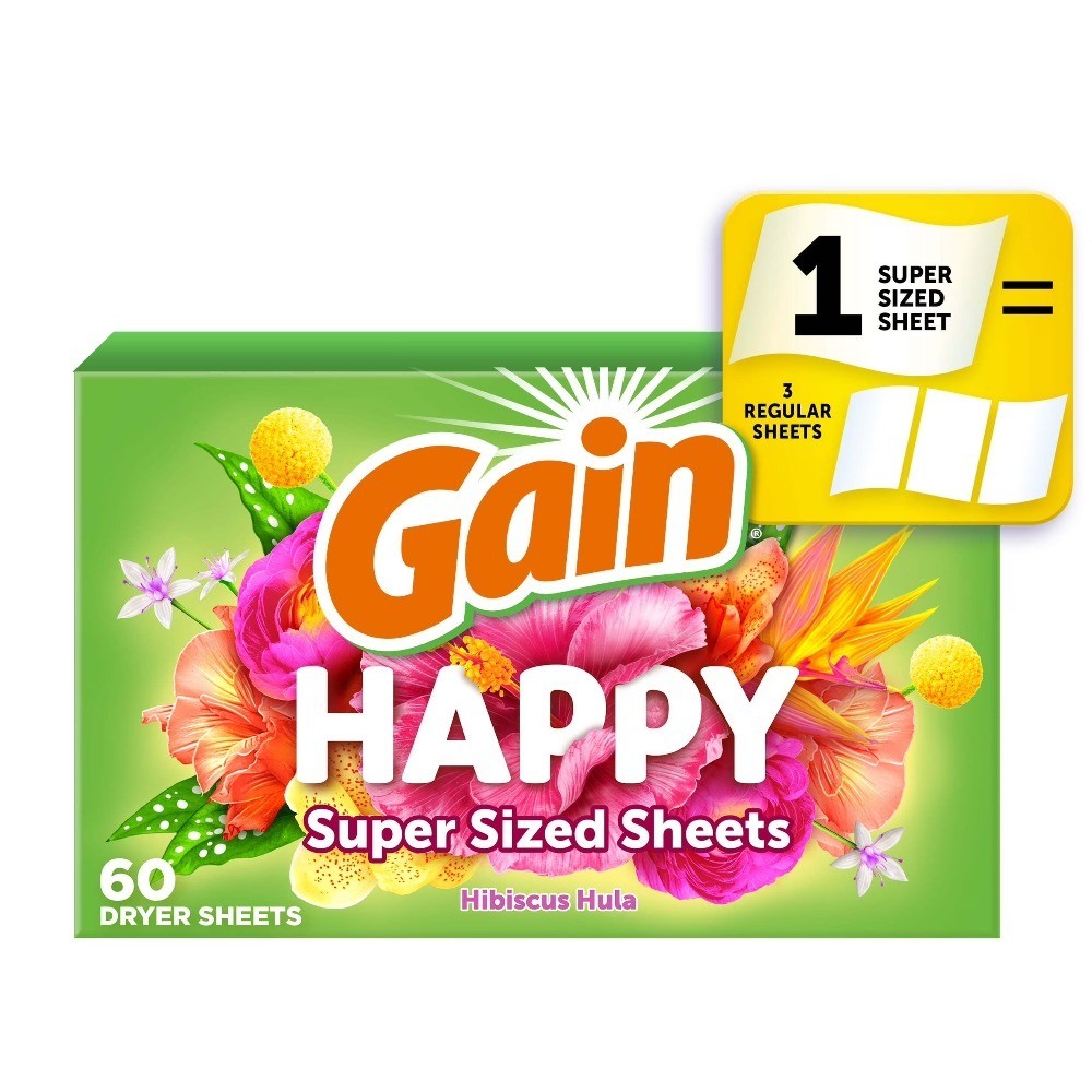 Mega Hula Hibiscus Scented Dryer Sheets, 60 Count, Long Lasting Freshness for