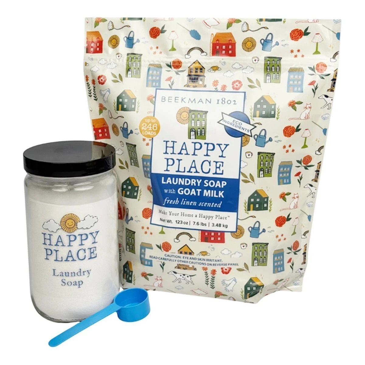 Beekman Happy Pleace 1802 246-Load Laundry Soap w/Glas Gar, choose scent