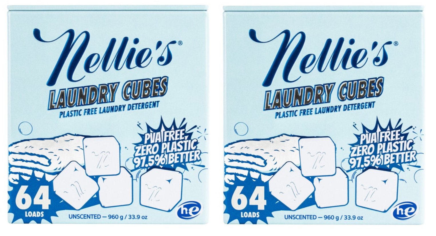Nellie’s Laundry Detergent Cubes, Unscented, 128 Loads
