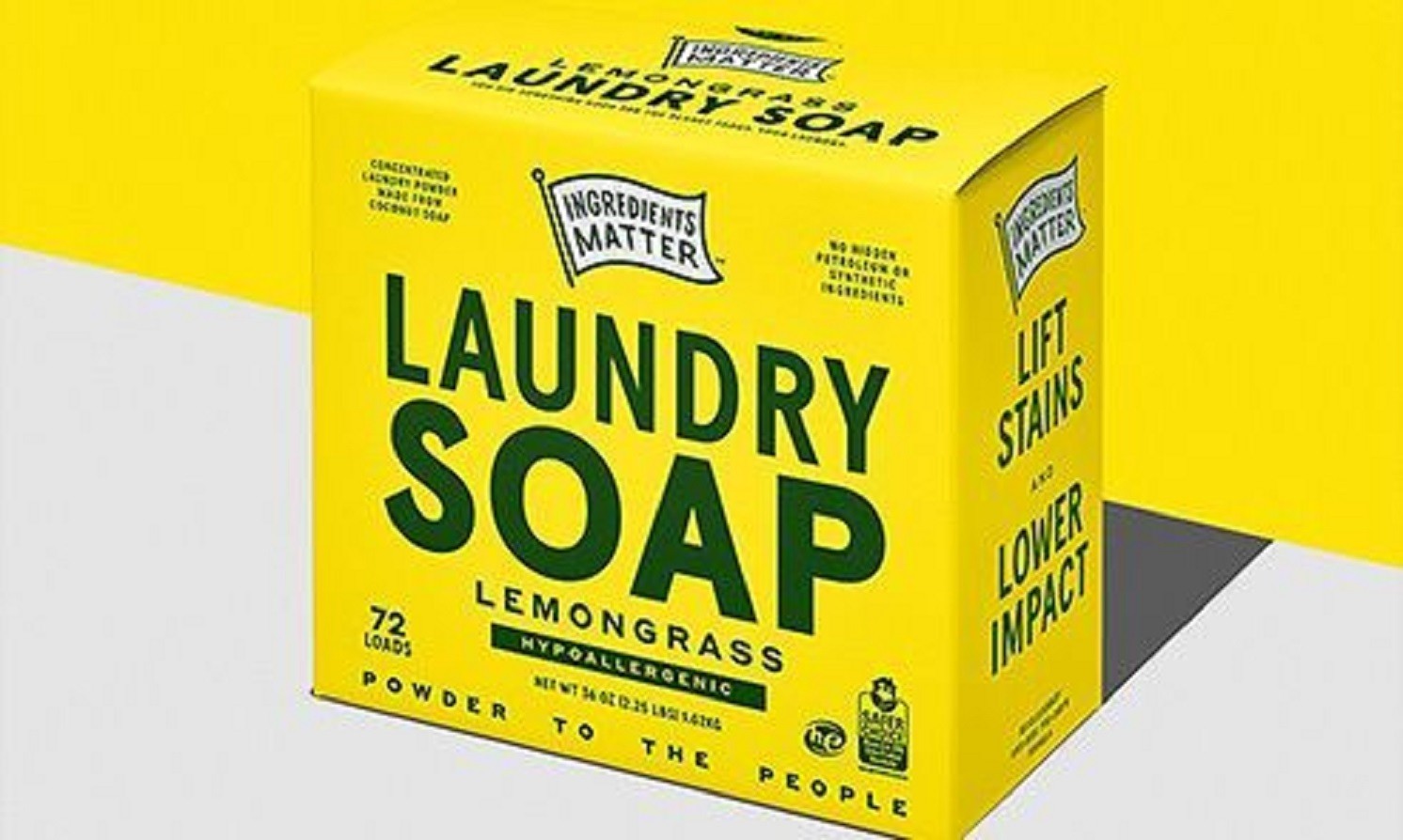 Ingredients Matter Laundry Soap Powder Lemongrass – 72 Loads Hypoallergenic Natu