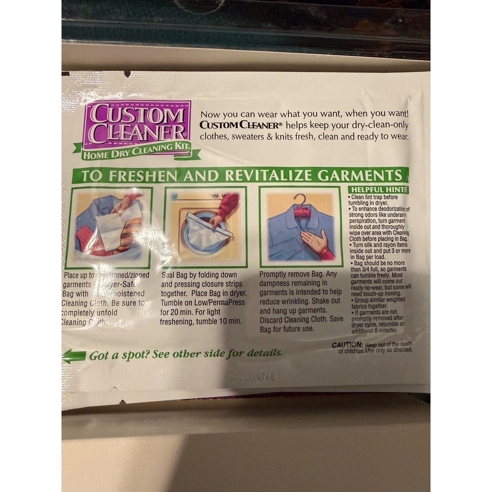 Custom Cleaner Home Dry Cleaning Kit Vintage 1999 Dryer Safe 16 Garments New