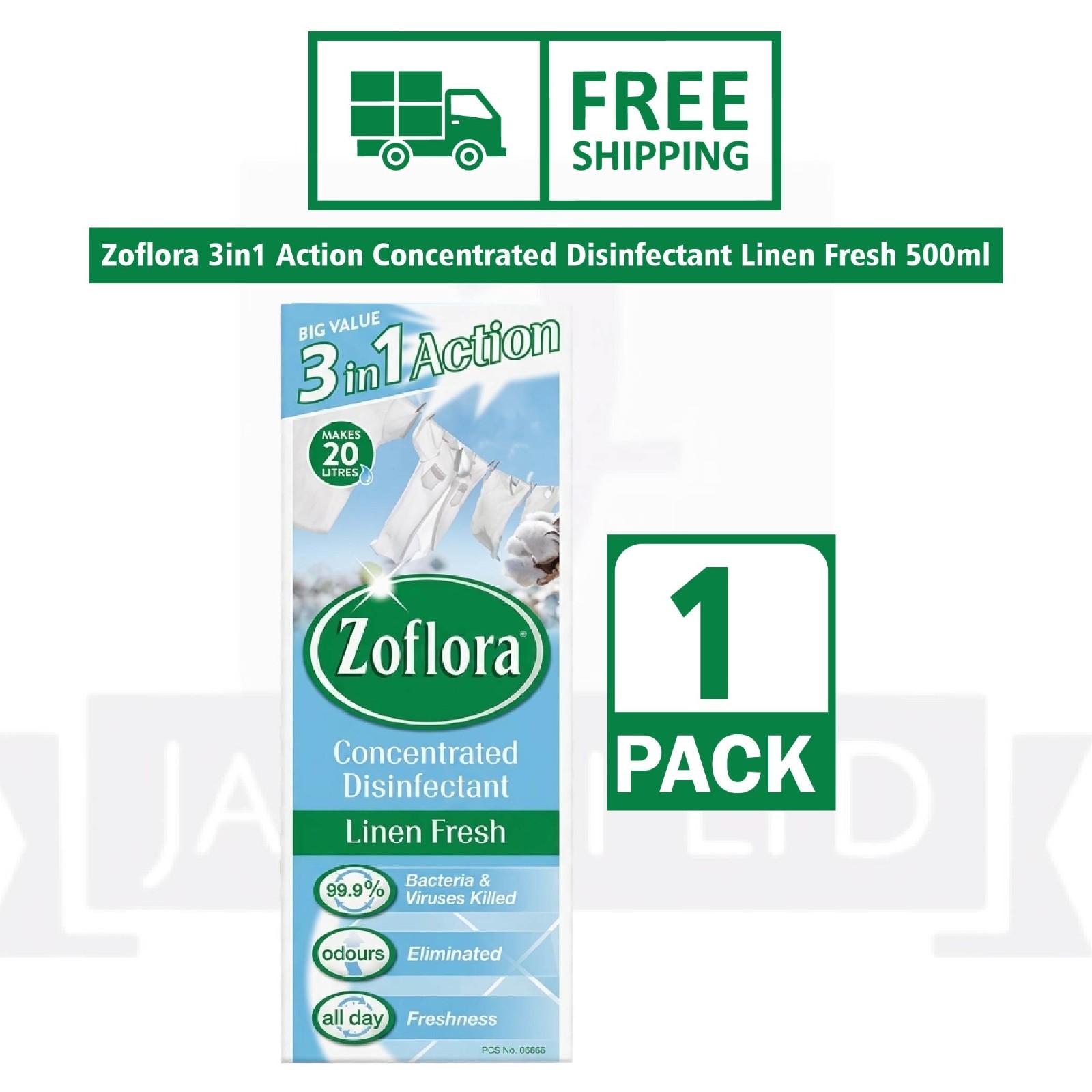 ZOF-LOR@ – 3 in 1 Action Concentrated Disinfectant Linen Fresh 500ml
