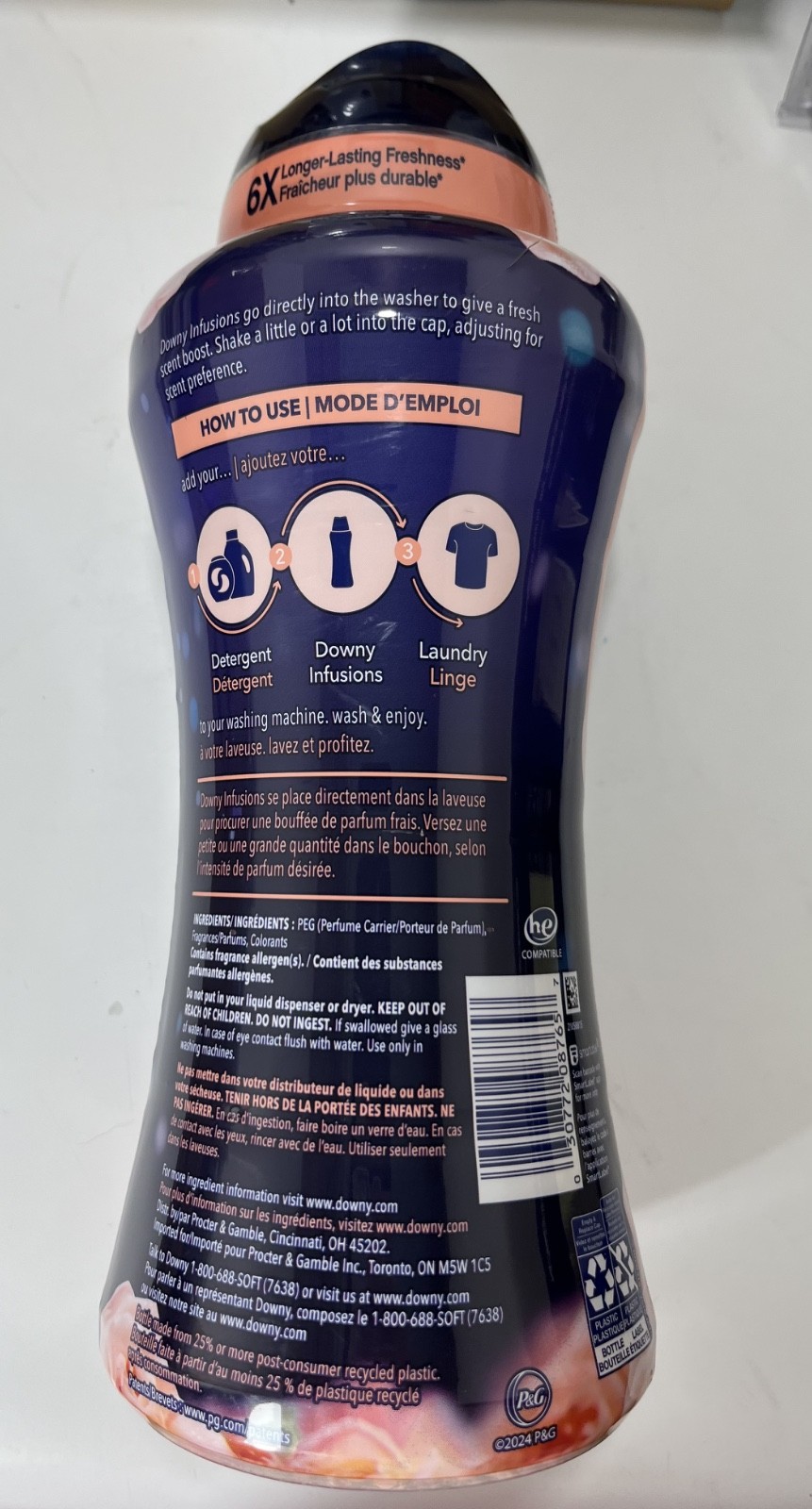 (1) Downy Infusions Bliss SPARKLING AMBER & ROSE In-Wash Booster Beads 24 oz.