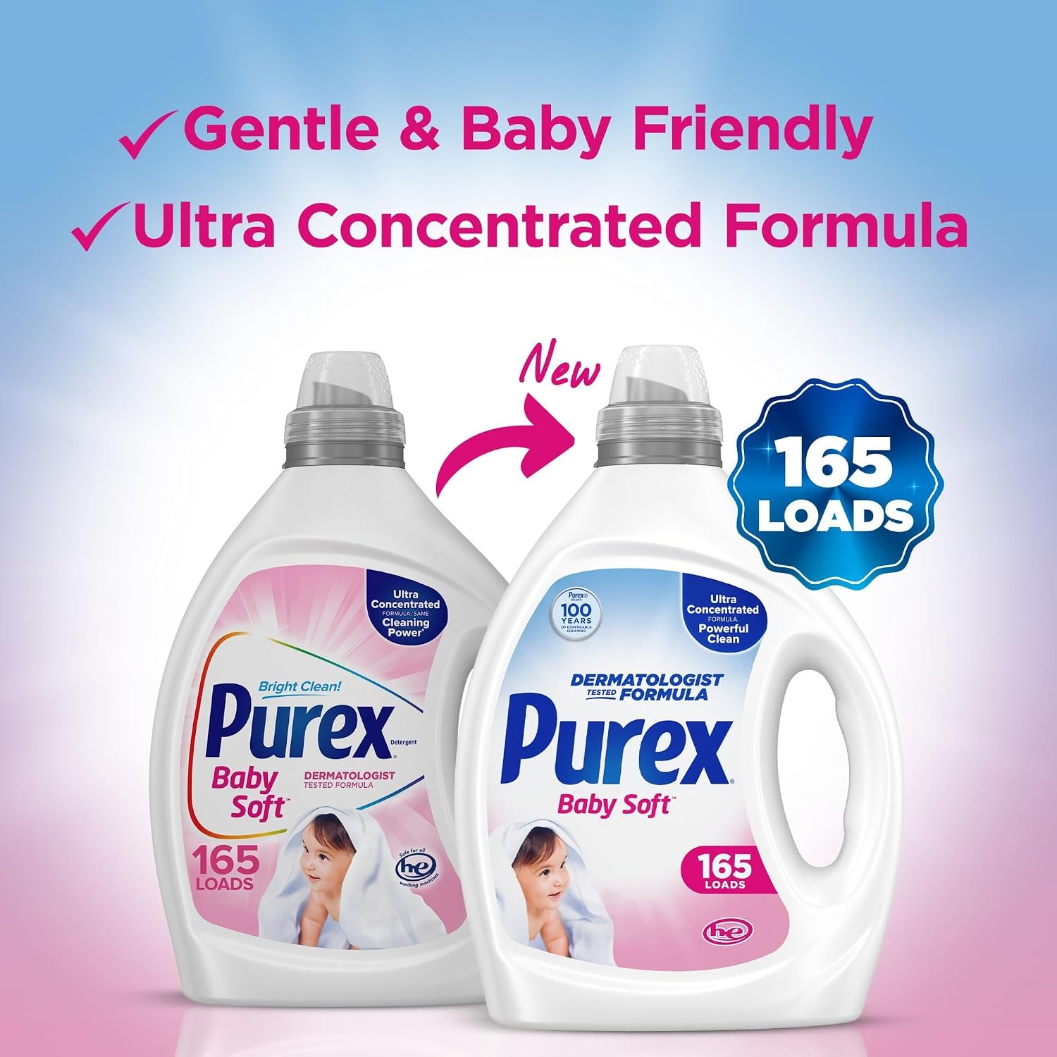 Baby Soft Liquid Laundry Detergent, Ultra Concentrated, 82.5 fl oz, 165 Loads,