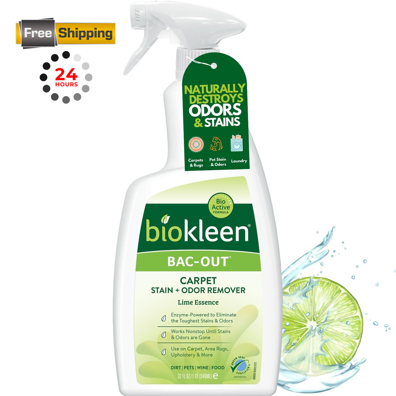 Biokleen Bac-Out 32 Fl Oz Spray (Pack of 1), Stain+odor Remover Foam