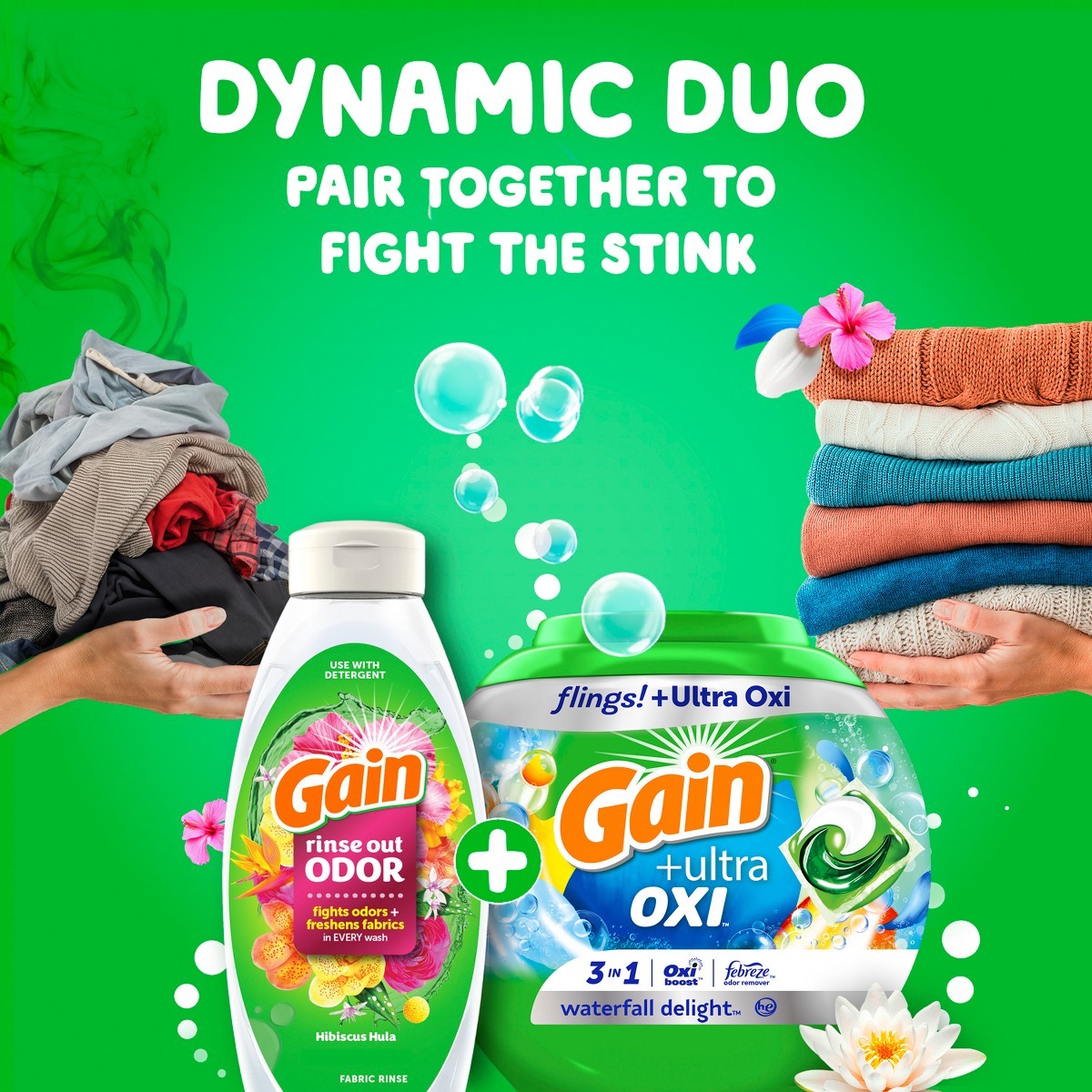 Gain Waterfall Delight Flings OXI Laundry Detergent – 60ct