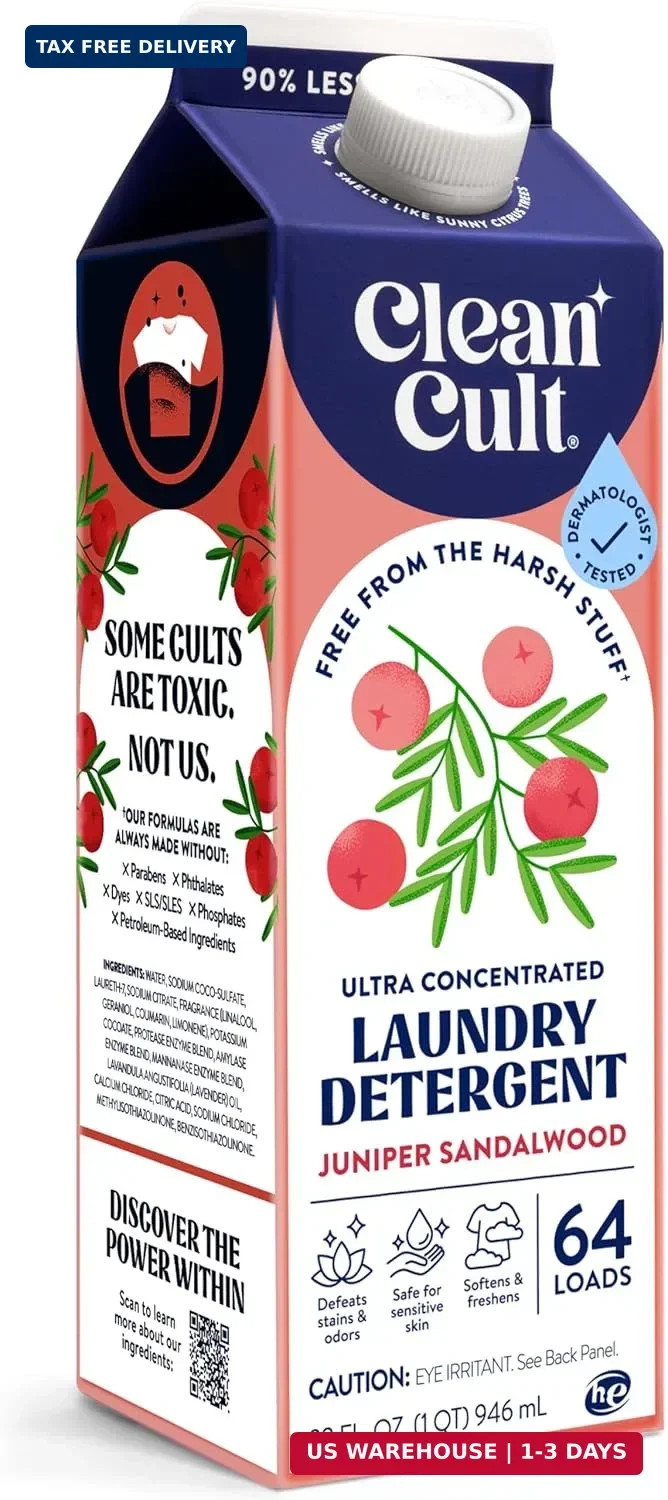 Ultra Concentrated Liquid Laundry Detergent Soap, 64 loads (32 oz), Long Lasting