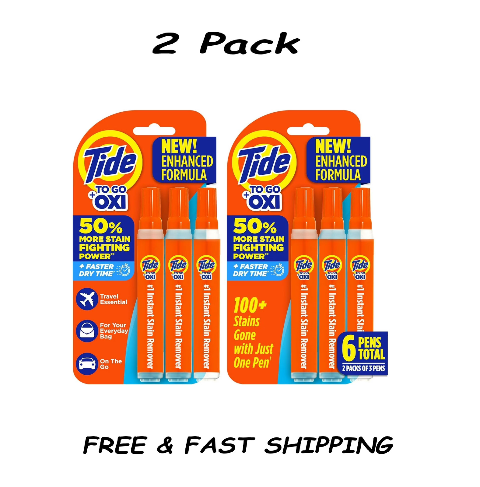 Tide To Go Instant Stain Remover Pen Fresh 1.01 fl oz 3 Count Each-(2 Pack)