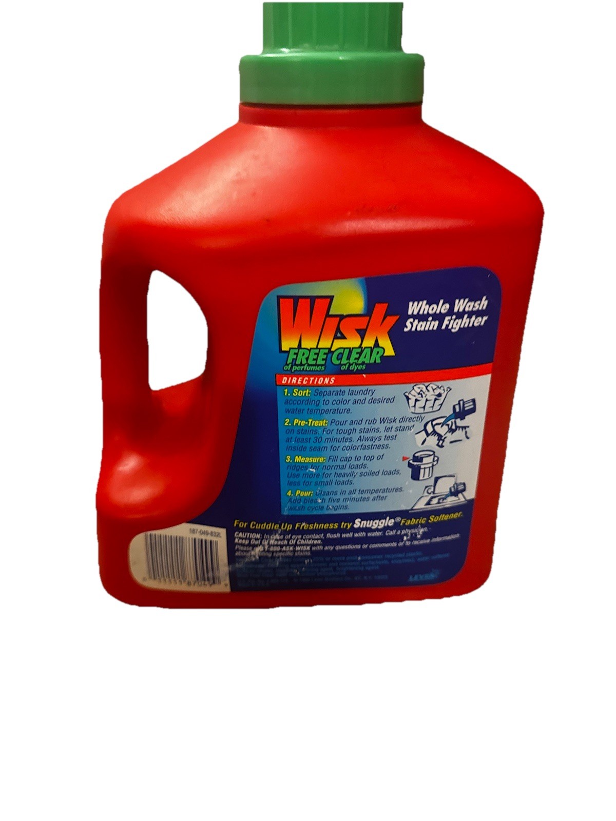 Vintage 1995 Wisk Free Clear 100 oz Bottle Concentrated Detergent