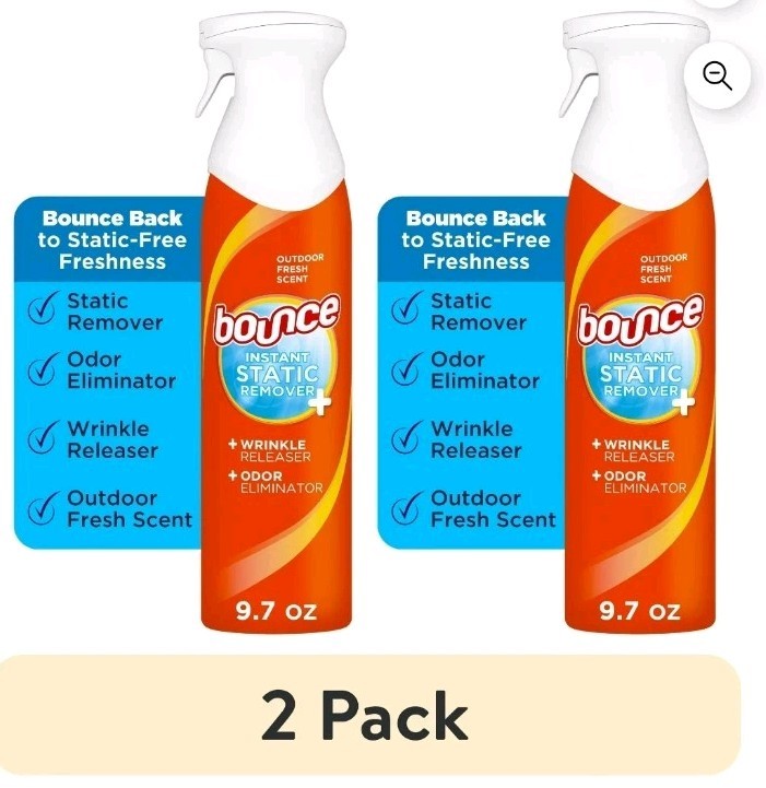 Bounce Rapid Touch-Up 3 in 1 Static Remover, Wrinkle Releaser, 2 Pack.