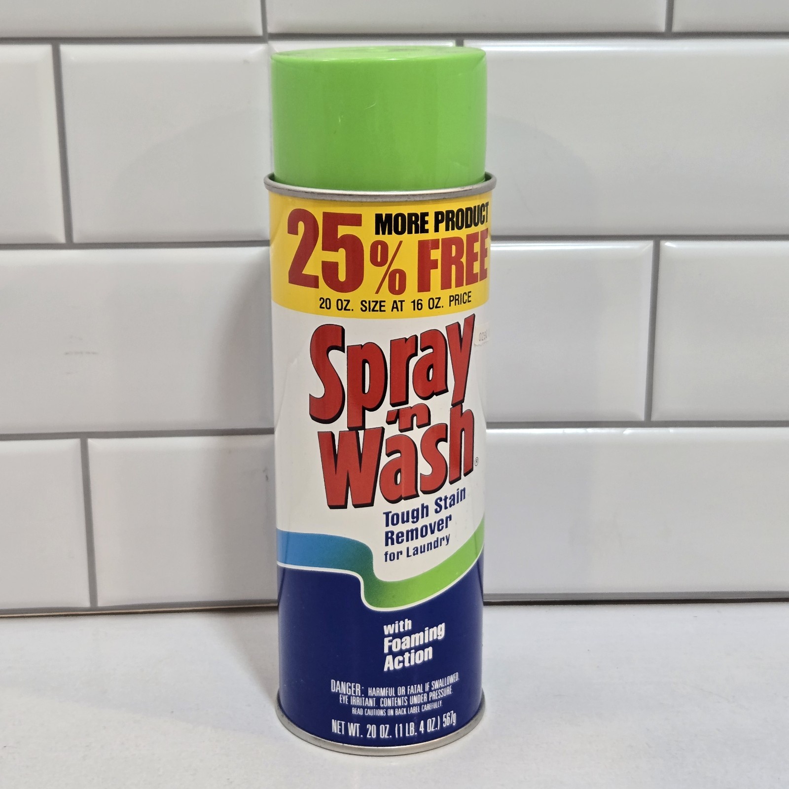 Vintage Spray N Wash Aeresol SPRAY CAN LARGE 20 oz NOS DOW Laundry Stain Remover