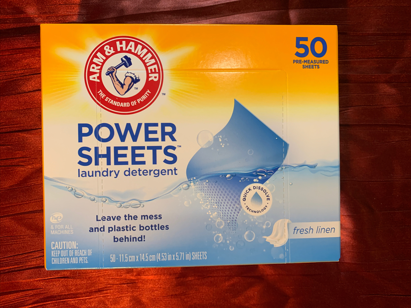 Arm & Hammer Power Sheets Laundry Detergent, Fresh Linen 50ct, 100 Small Load