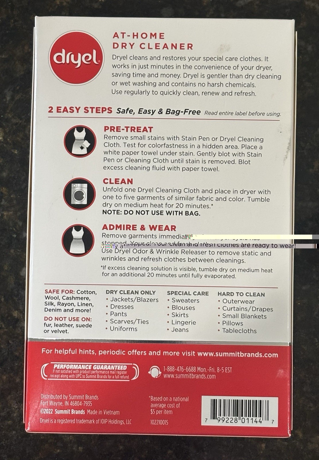 Dryel At-Home Dry Cleaner Kit 5 Loads w/ Stain Pen & Wrinkle/Odor Spray