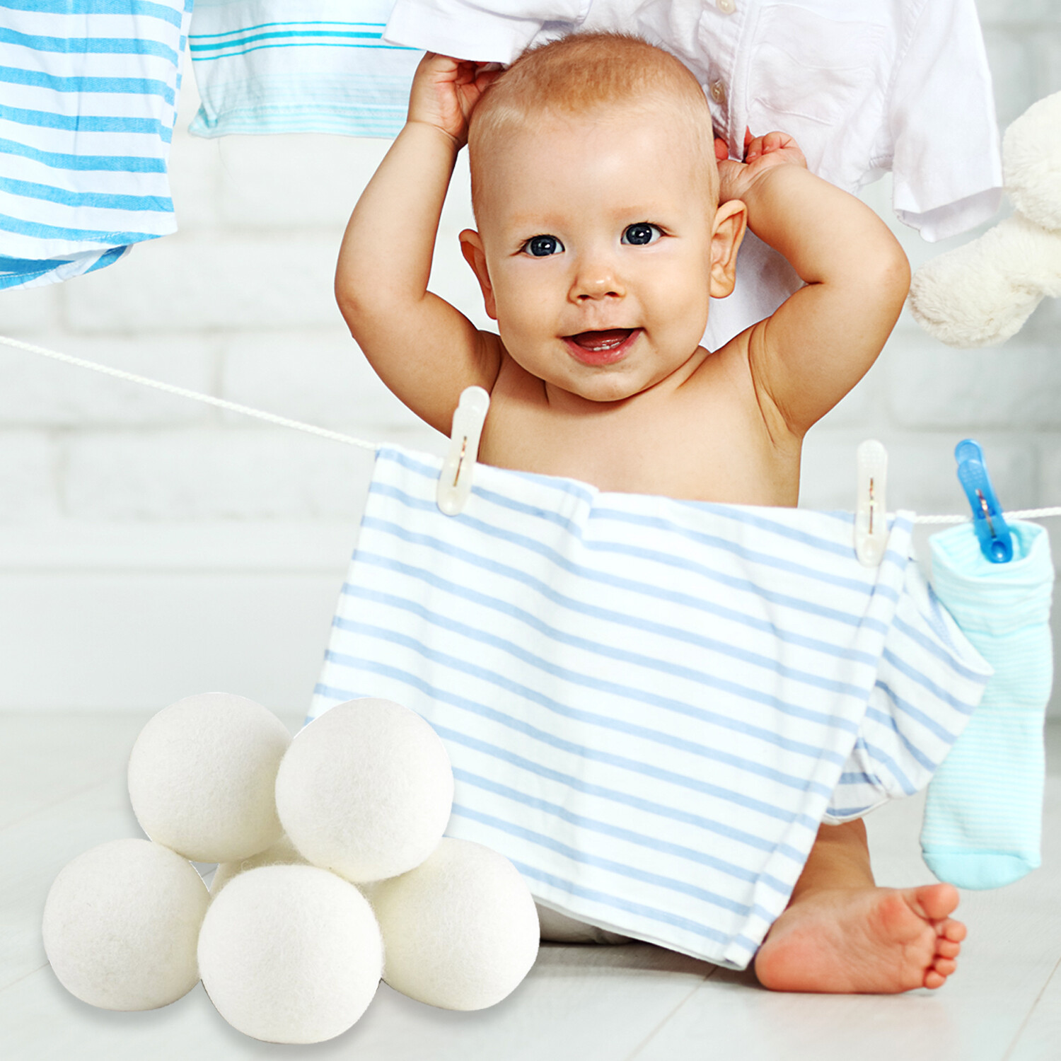 Wool Dryer Balls Natural Fabric Softener, Organic, (6-Pk) + ZG-Home reusable bag