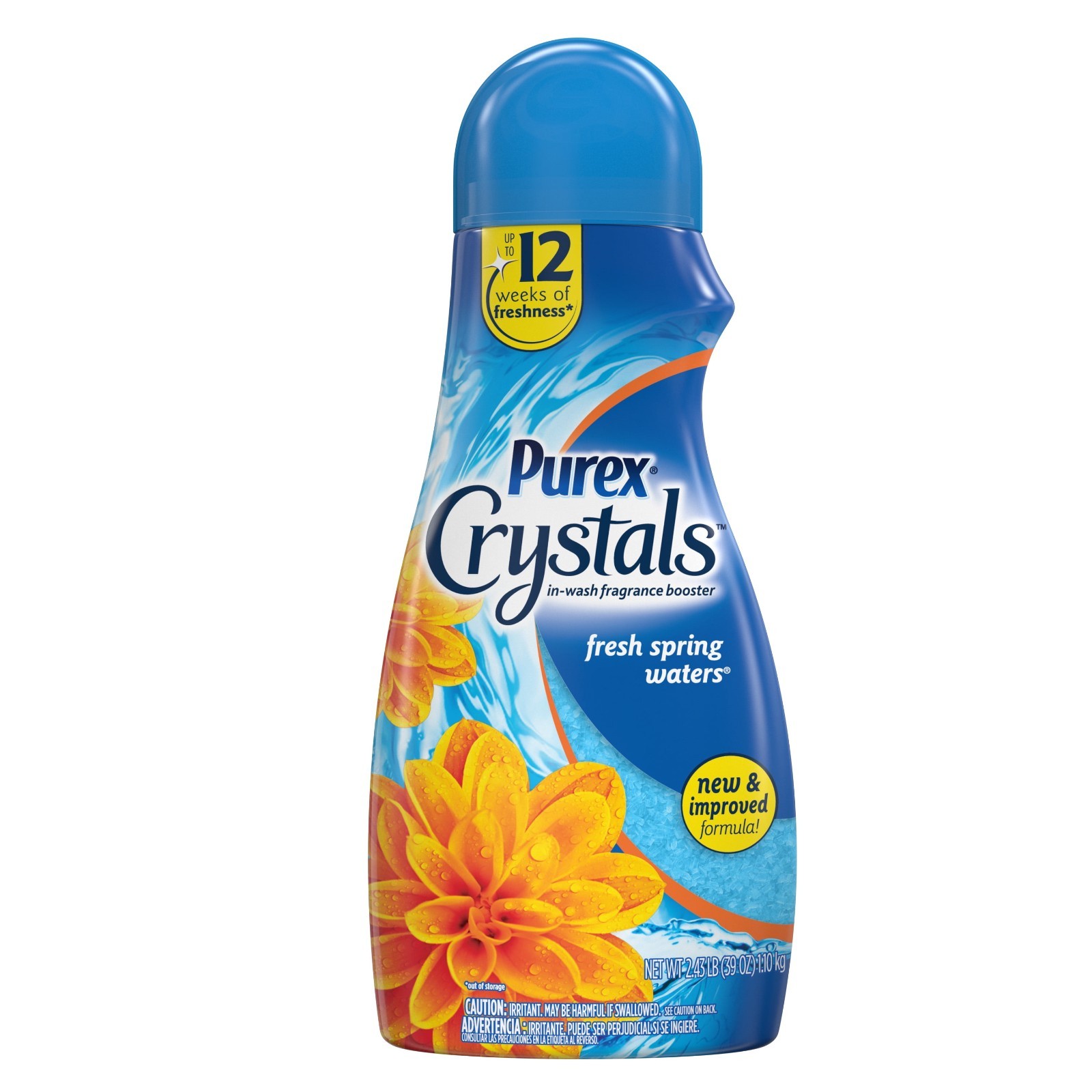 Purex Crystals In-Wash Laundry Scent Booster, Fresh Spring Waters, 39 oz, 4 Pack