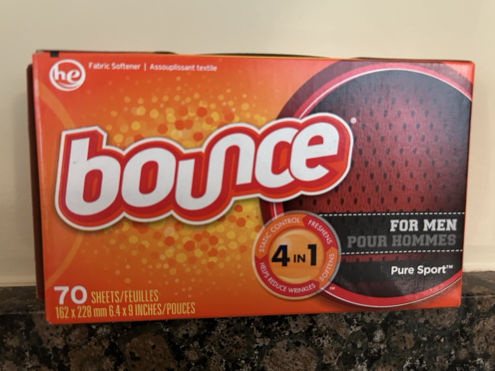 Bounce for Men Pure Sport Fabric Softener Dryer Sheets 105 Sheets NEW FRESH
