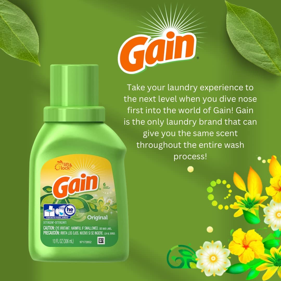 Gain Original Scent Laundry Detergent 10 Fl Oz Pack Of 1 Fresh Clean Fragrance