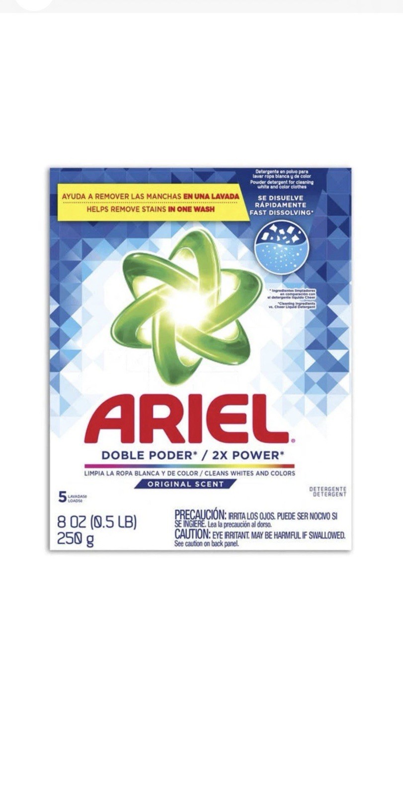 Ariel 2X Power Laundry Detergent Powder Original, 8oz (250g) Pack Of 2