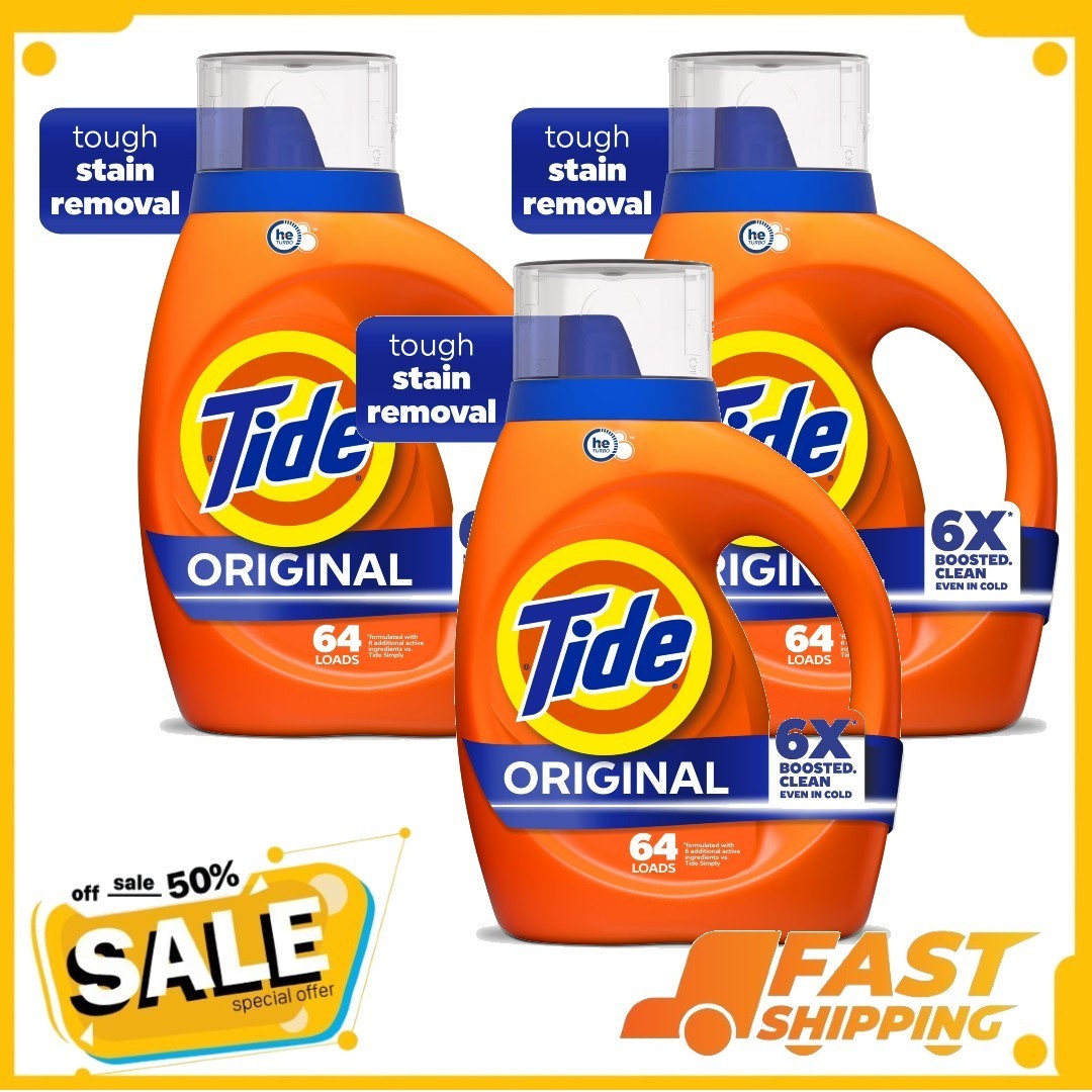 ( 3 Pack ) Tide Laundry Detergent Liquid, Original Scent, 80 fl oz, 64 Loads