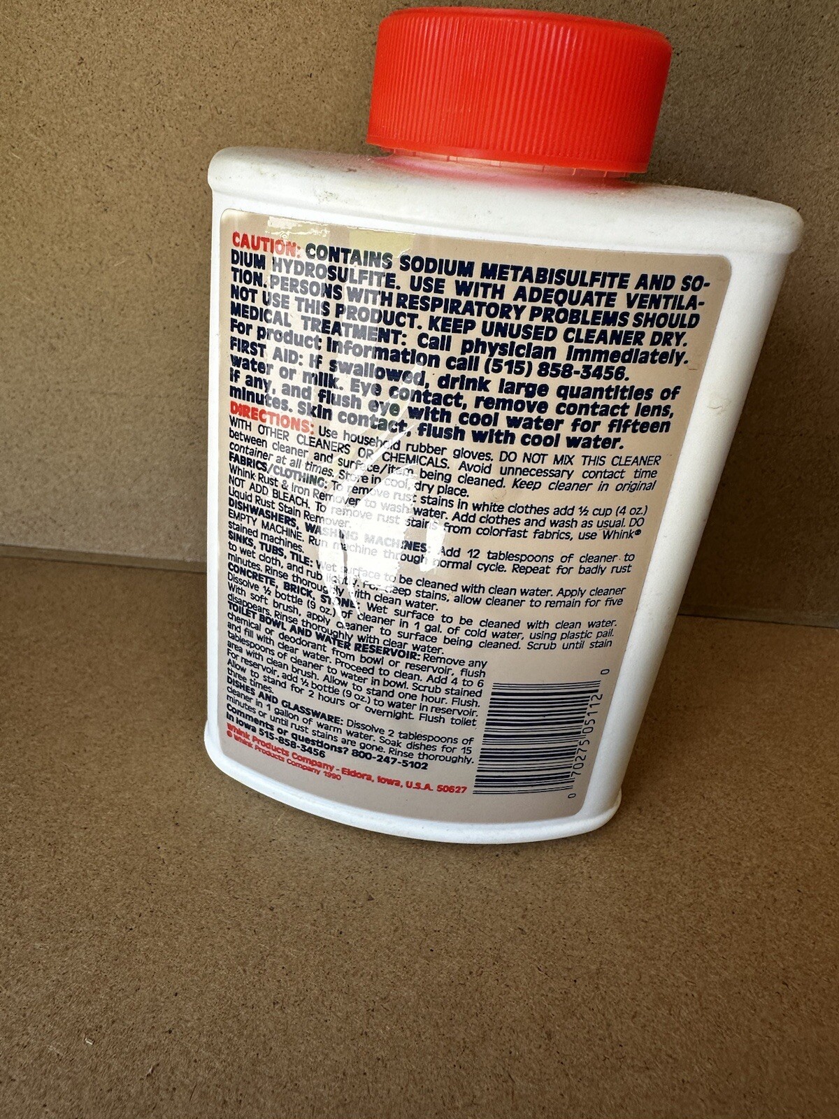Whink Rust & Iron Stain Remover Vintage 1993 Movie Prop bottle -Almost Full.