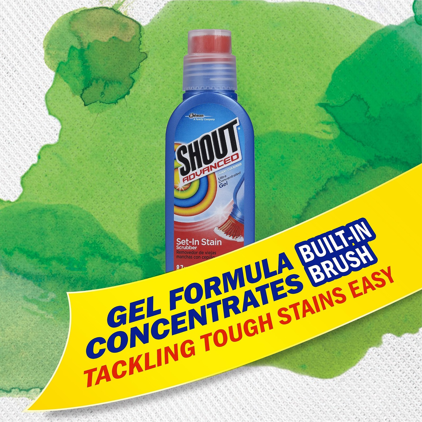 Shout Advanced Ultra Concentrated Stain Remover Gel 8.7 Oz With Brush