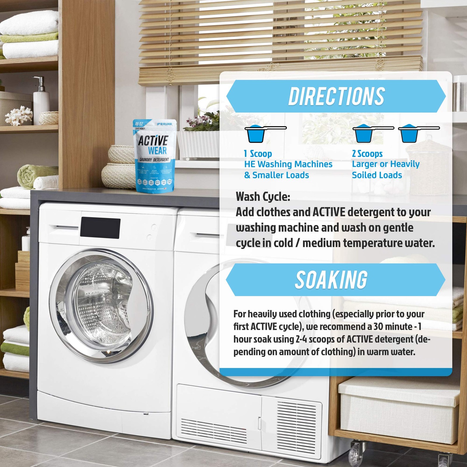 Wear Laundry Detergent & Soak – Formulated for Sweat and Workout Clothes – Na…
