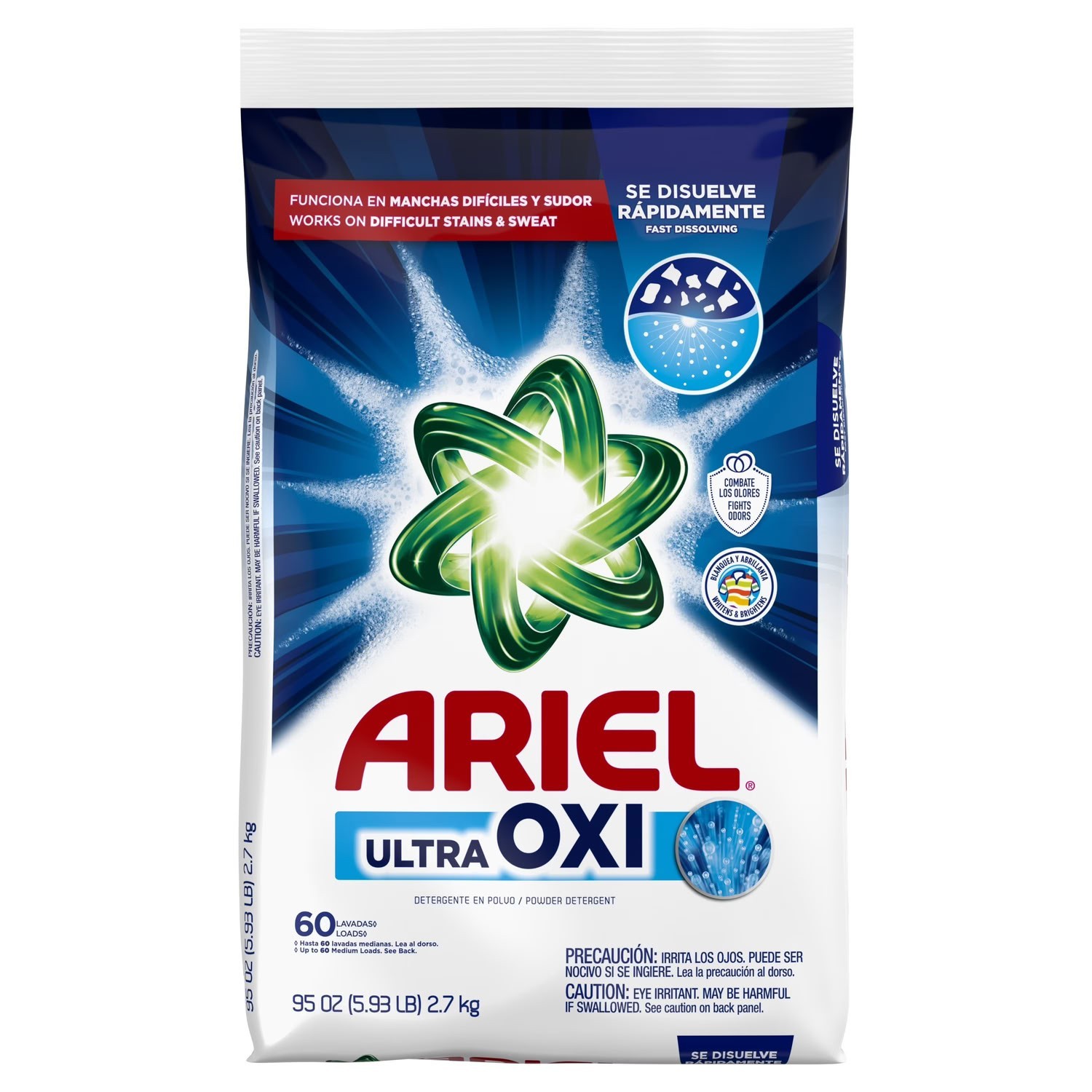 Ariel Ultra Oxi Powder Laundry Detergent Original Scent 2.7 kg 60 Loads Stain