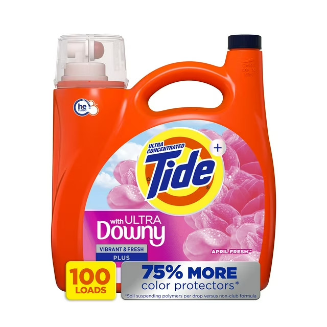 Tide with Ultra Downy Liquid Laundry Detergent, April Fresh Scent, 100 Loads,