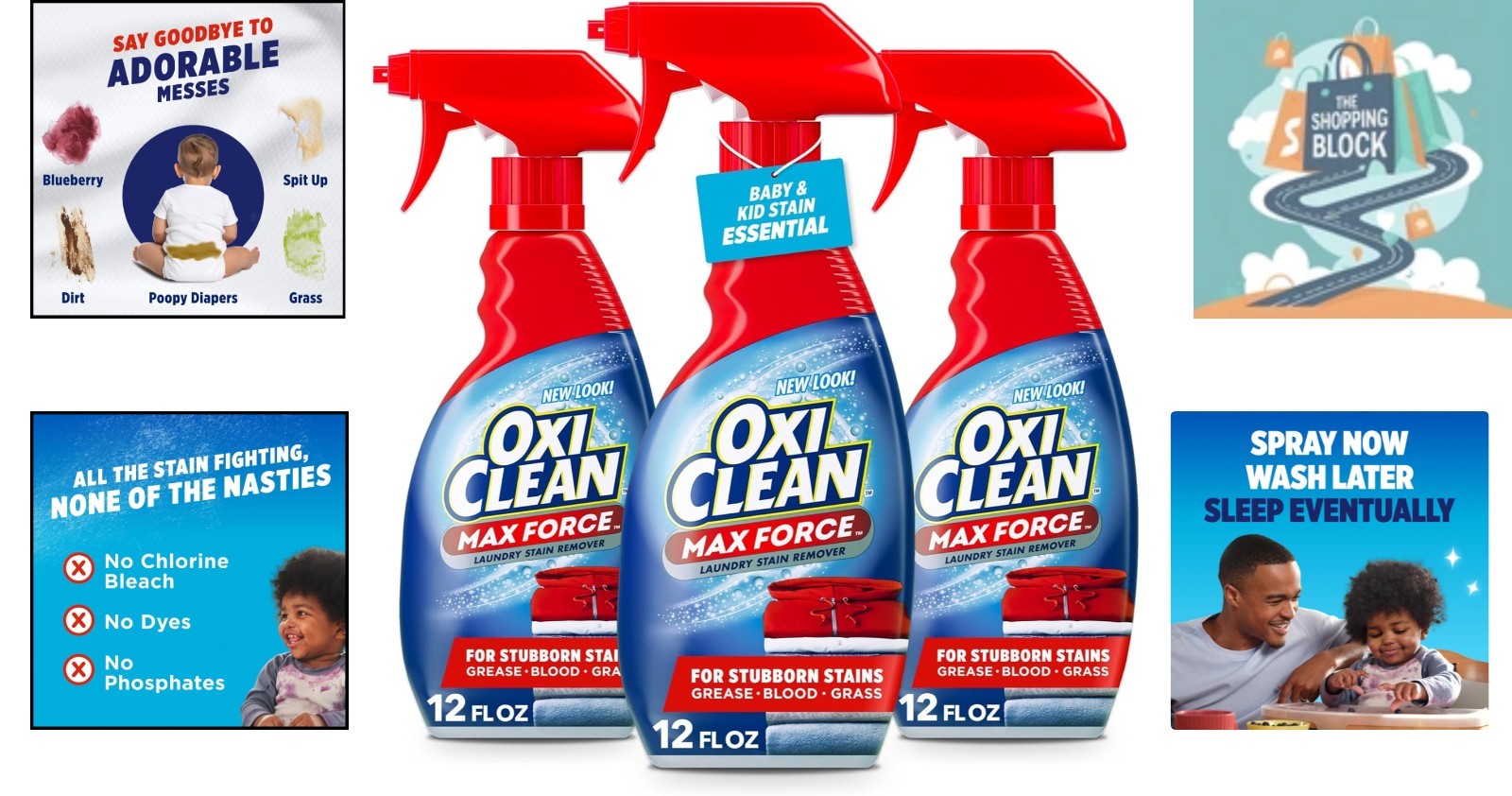 Max Force Baby Laundry Stain Remover Spray, 36 fl oz, 3-Pack