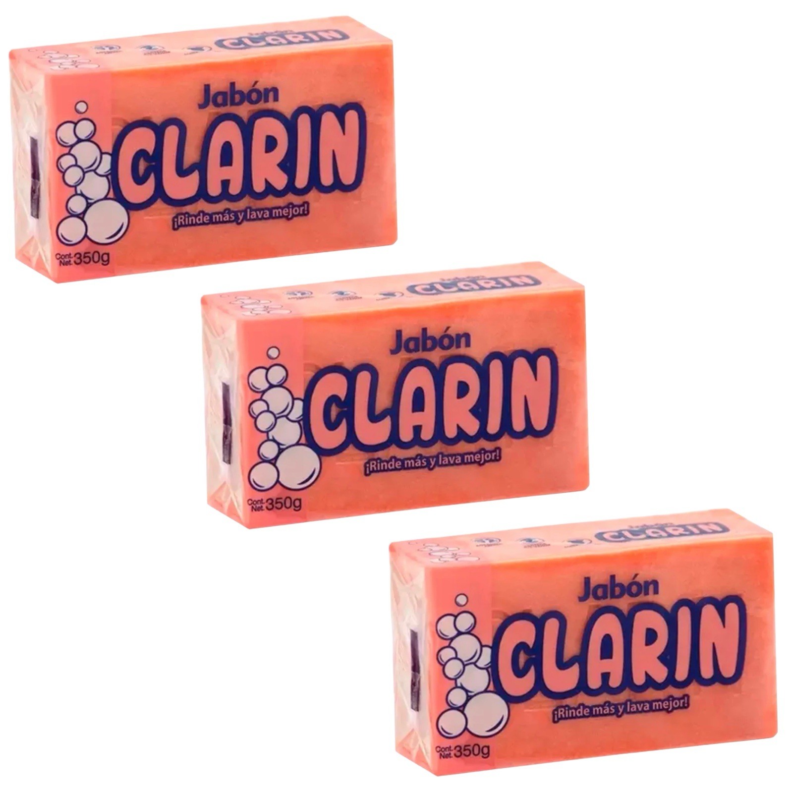 3X CLARIN Rosa para Manchas Difíciles 🇲🇽 Bar Laundry Soap, 350g, 3 Pack