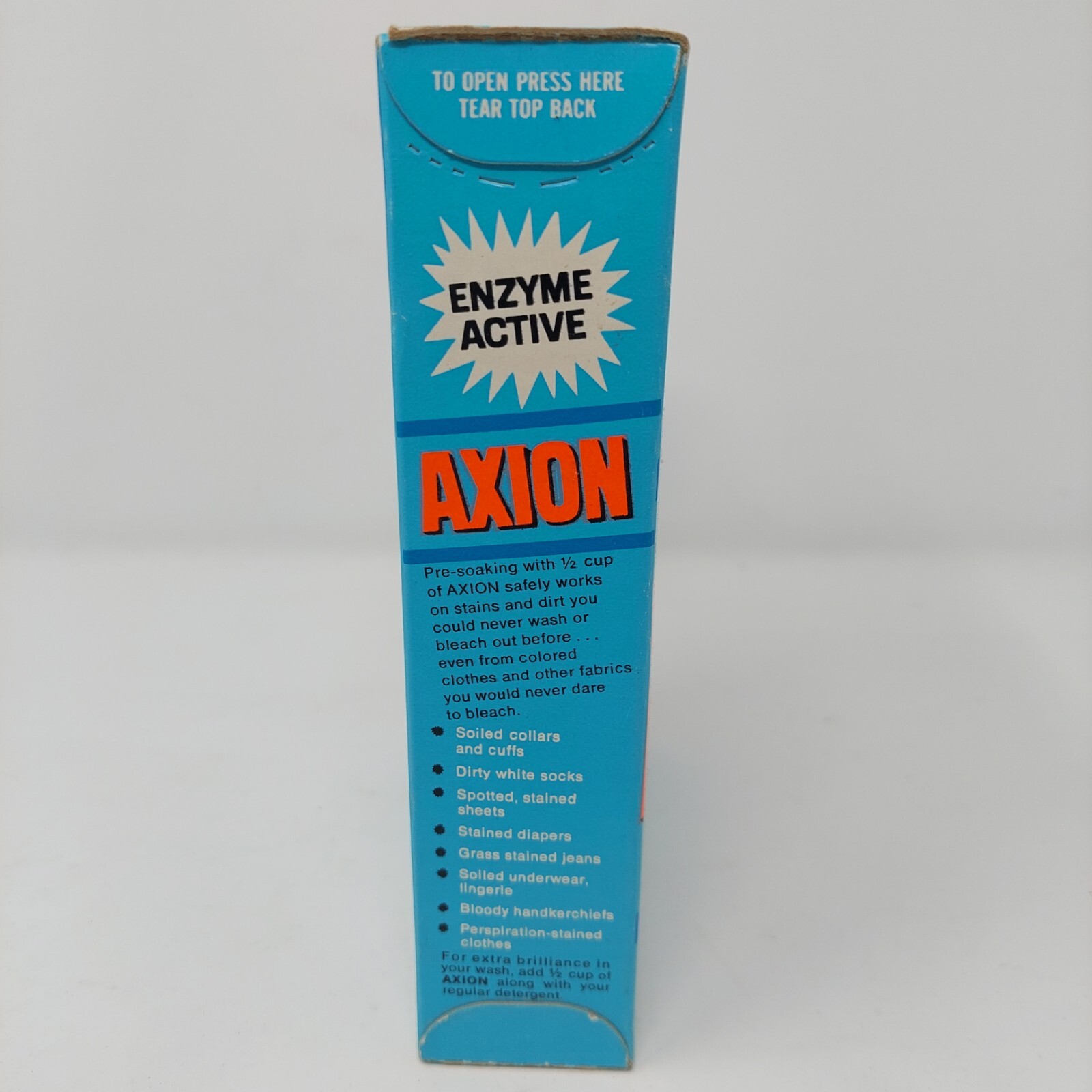 Axion Vintage Colgate Palmolive Pre Soak Laundry Detergent 1960’s Full Box 12 Oz