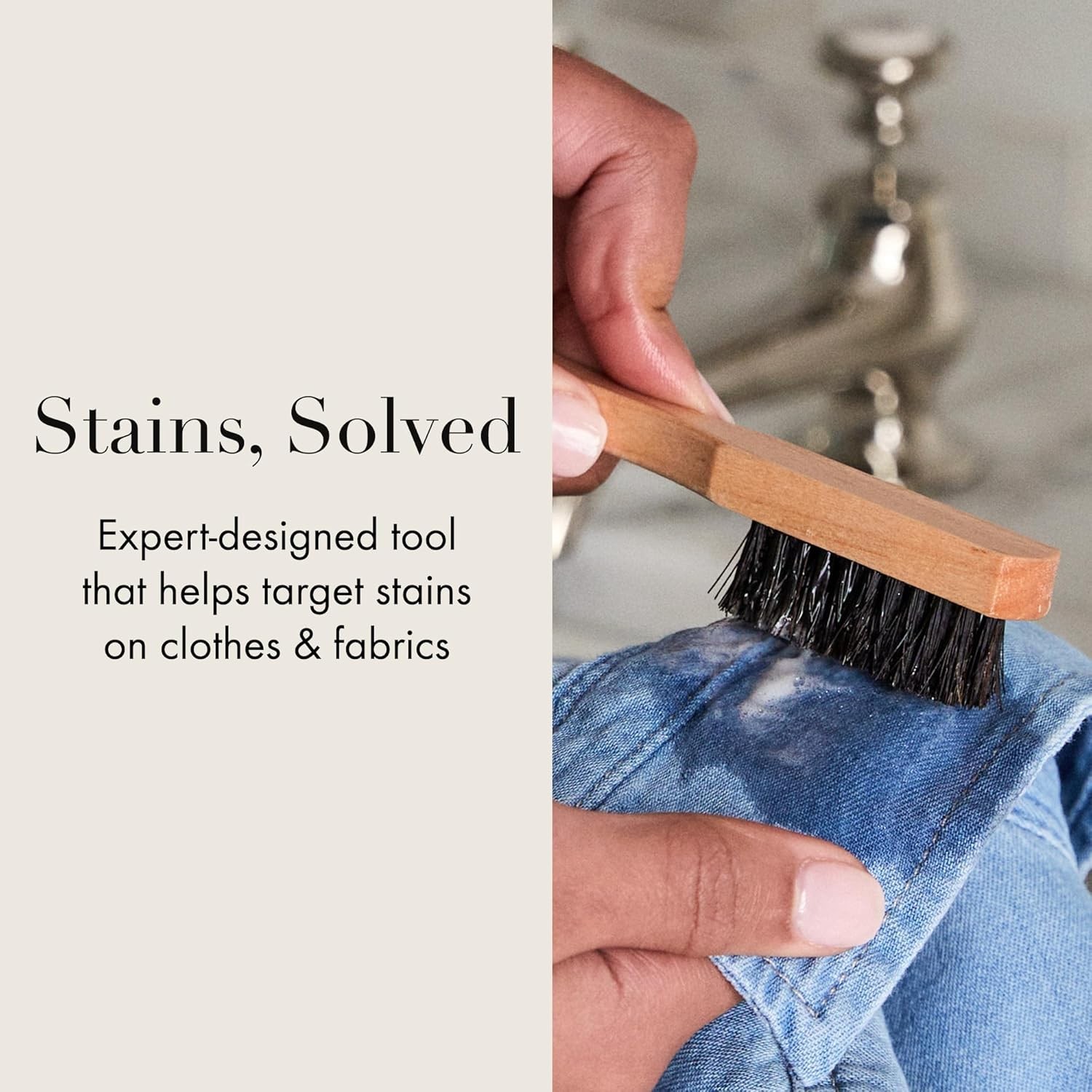 Travel-Friendly Stain Brush with Durable Wooden Handle for Easy Cleaning