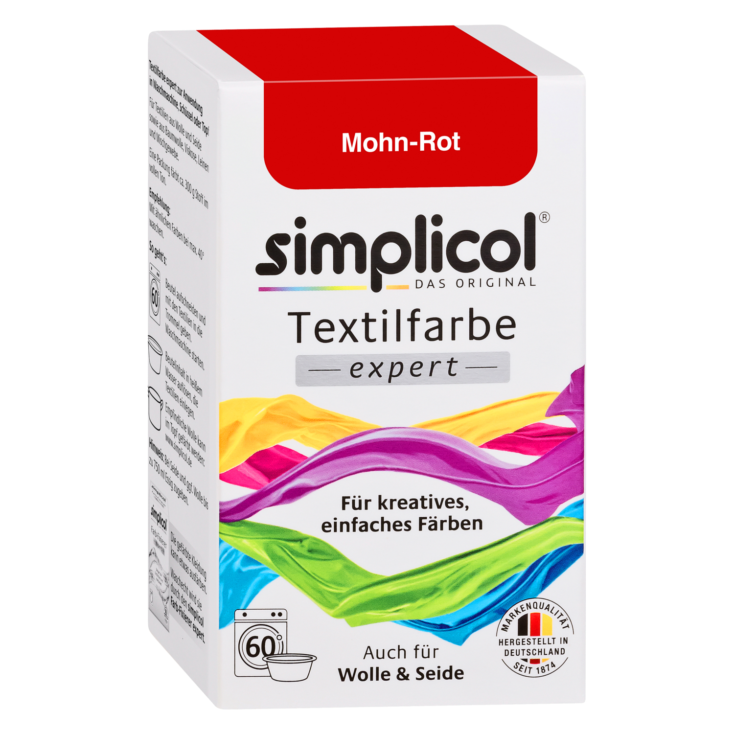 SIMPLICOL textile color expert 2 x color poppy red for 600 g fabric also for wool