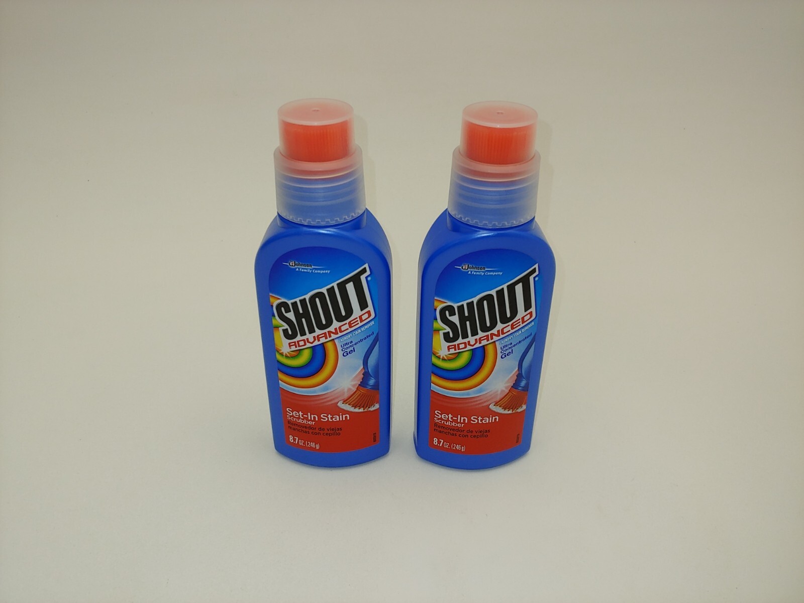 2x Shout Advanced Set-In Stain Pre-Treat Laundry Scrubber Bottles Ultra Gel Lot