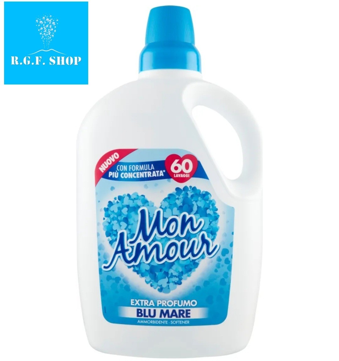 4× Mon Amour Fabric Softener 3L – 60 Wash Loads – Mix Fragrance – Blu Mare / Oro Argan